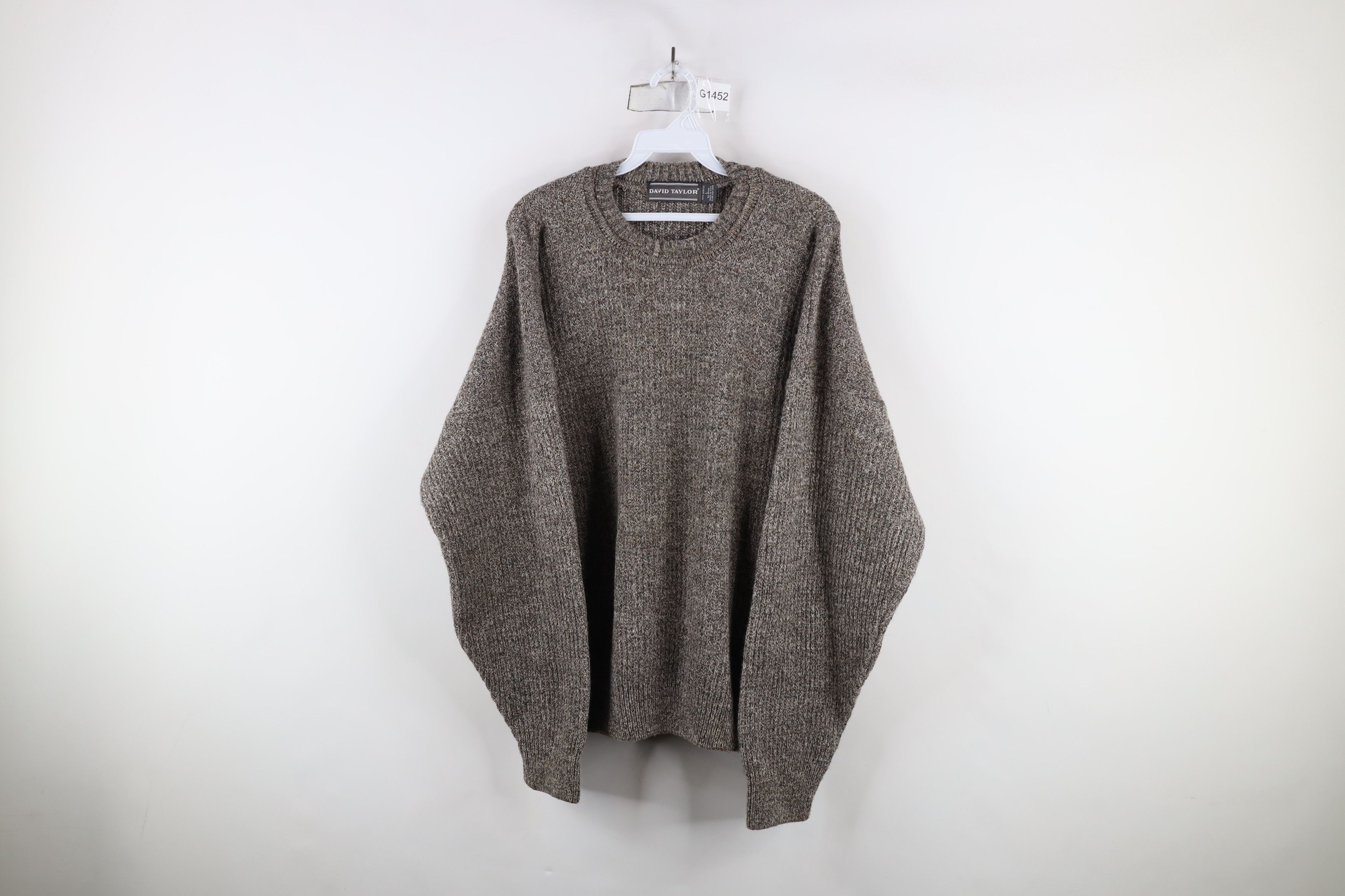 Vintage Vintage 90s Streetwear Ribbed Crewneck Sweater Brown USA Size US L / EU 52-54 / 3 - 1 Thumbnail