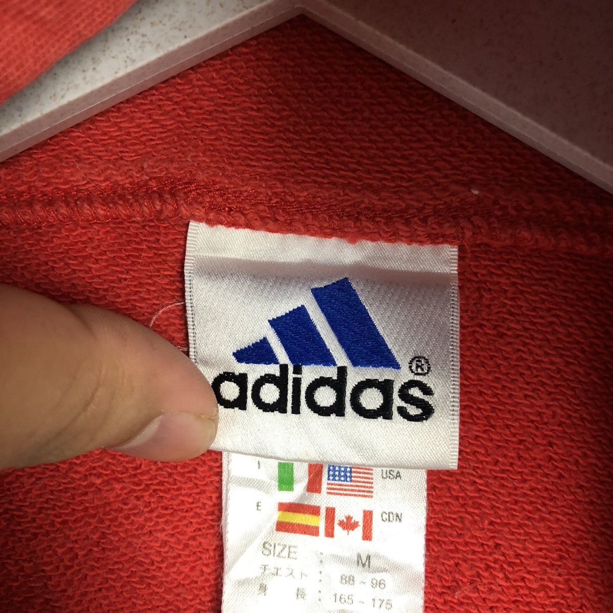 Adidas × Vintage Adidas Red Hoodie sweatshirt #A252 Size US M / EU 48-50 / 2 - 12 Thumbnail