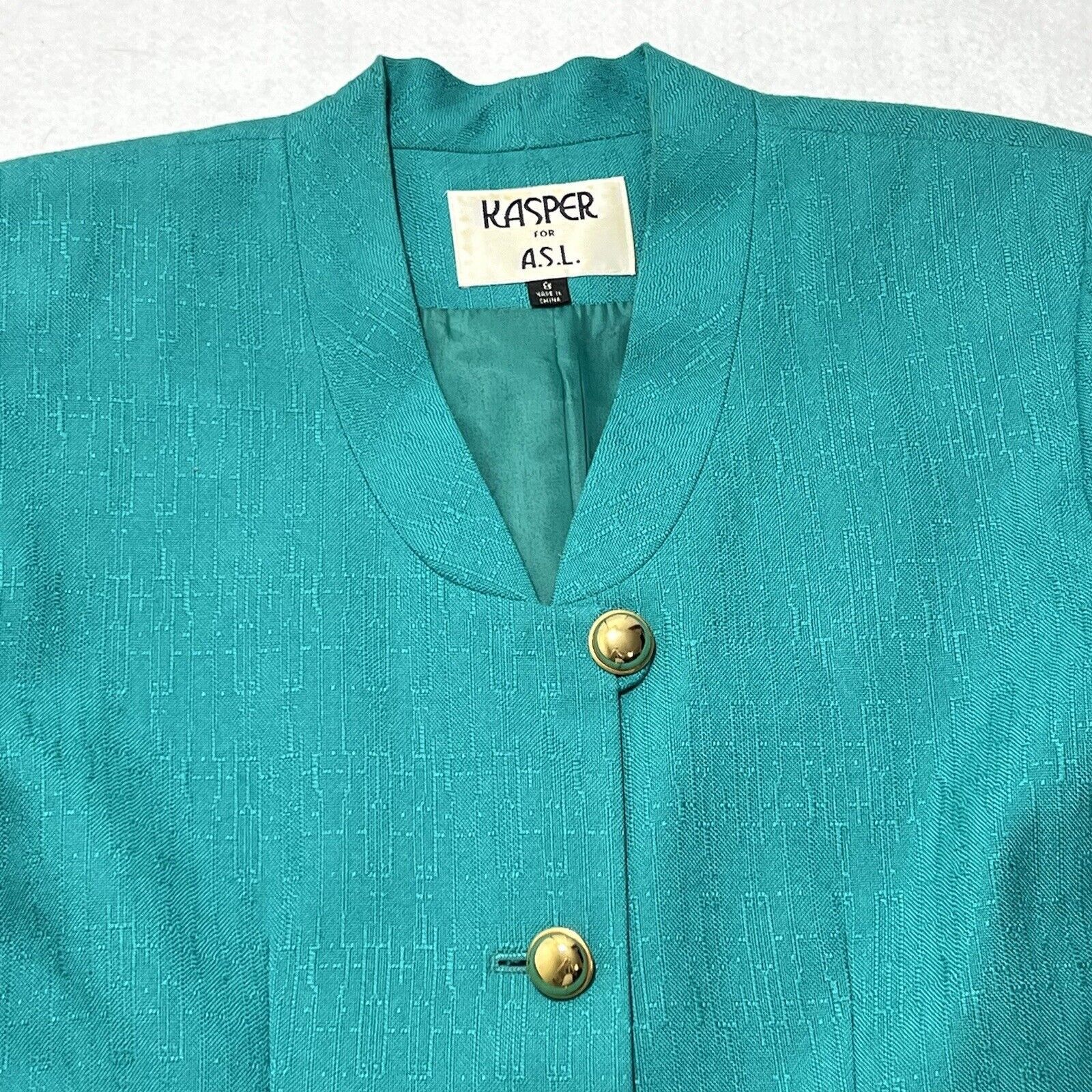 Other Kasper For A.S.L. 8 Teal Green Blue Blazer Jacket Career Size M / US 6-8 / IT 42-44 - 2 Thumbnail