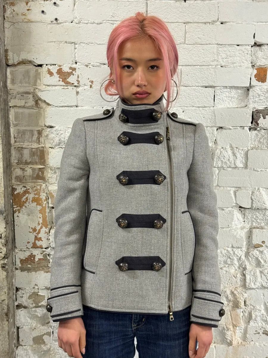 Moschino Moschino Officer Double-Breasted Grey Wool Jacket Size S / US 4 / IT 40 - 1 Thumbnail