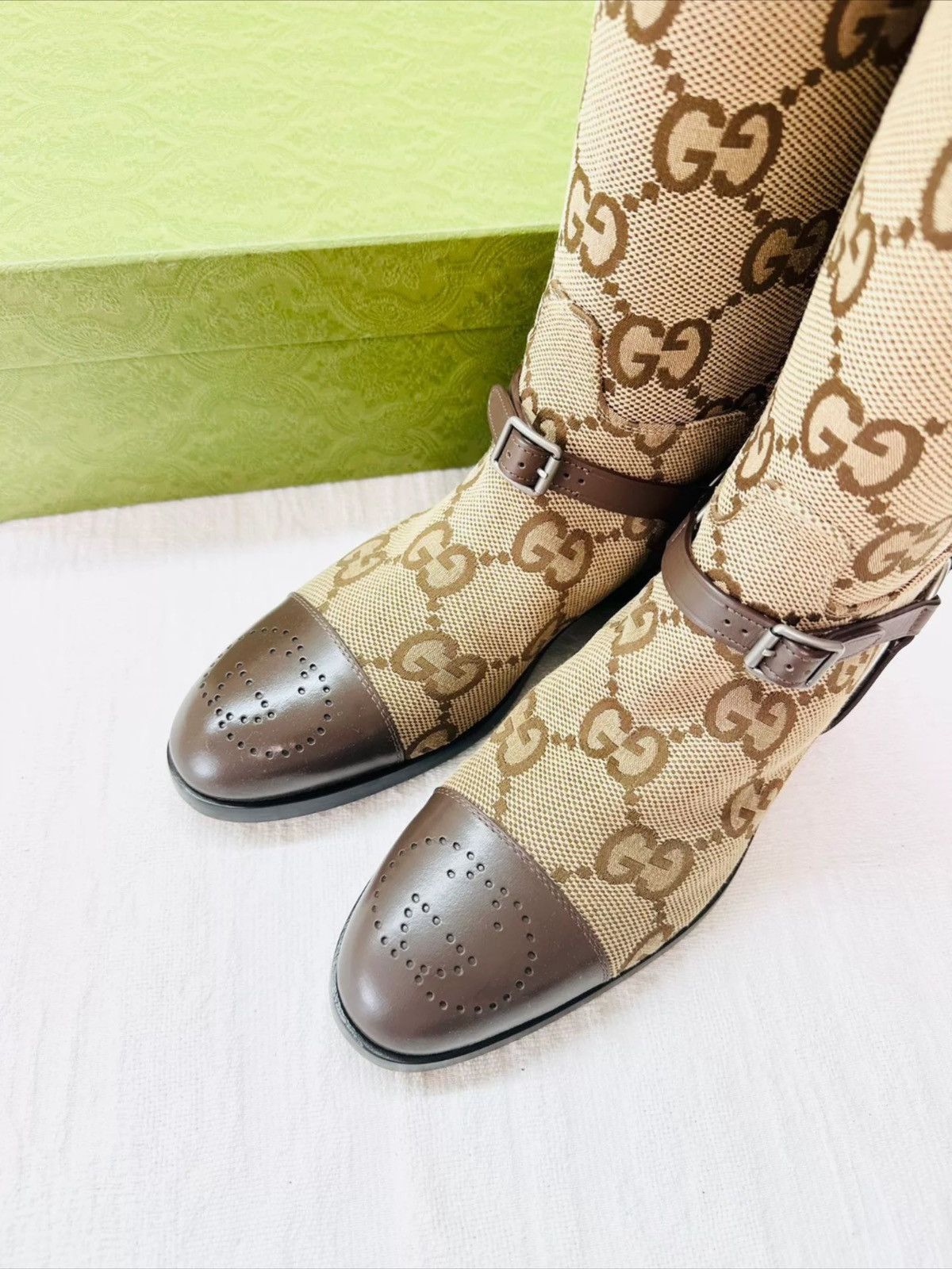Gucci GG CANVAS & LEATHER KNEE BOOTS Size US 10 / EU 43 - 5 Thumbnail