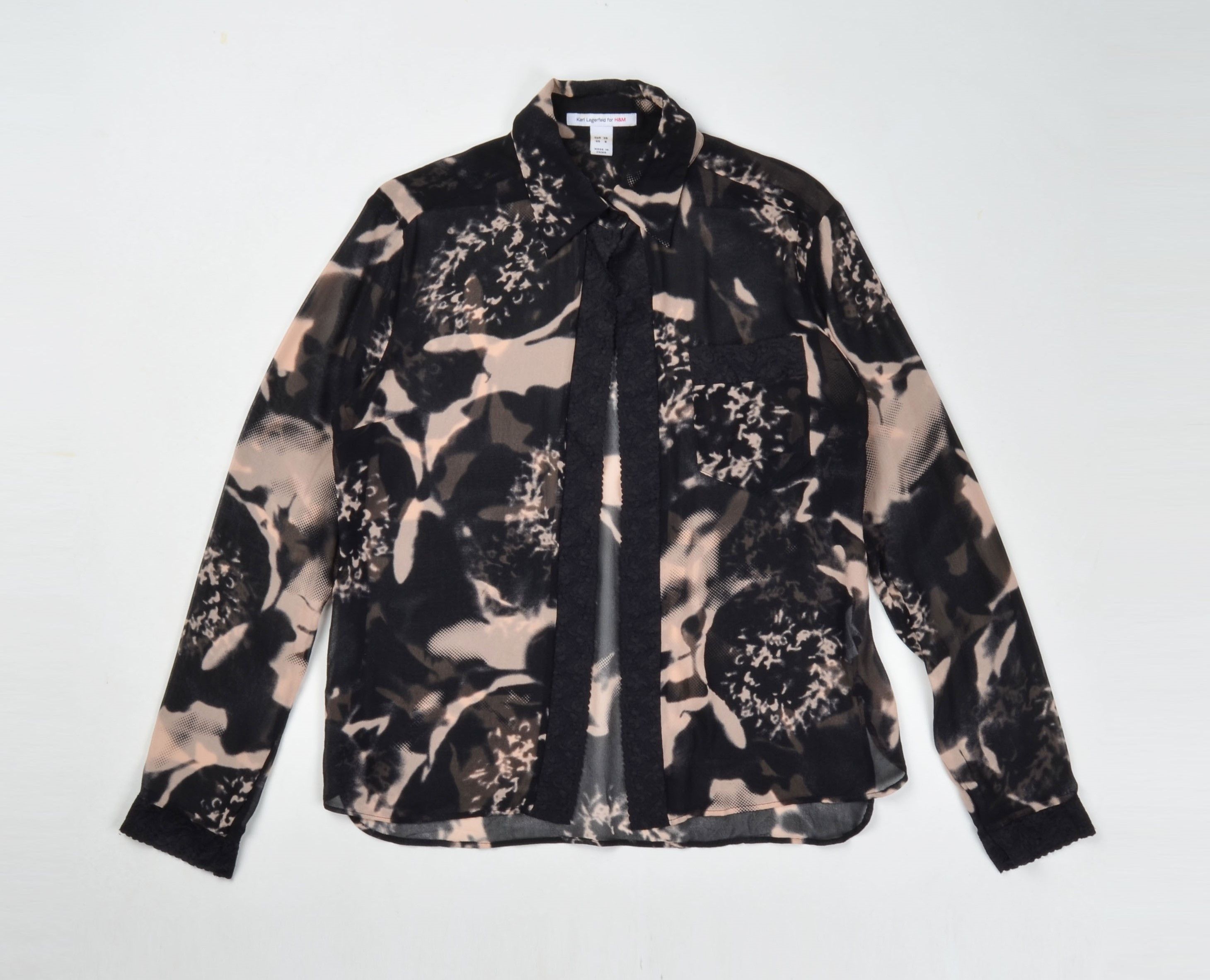 H&M Karl Lagerfeld for H&M Silk Long Sleeve Open Shirt Blouse Size M / US 6-8 / IT 42-44 - 4 Thumbnail