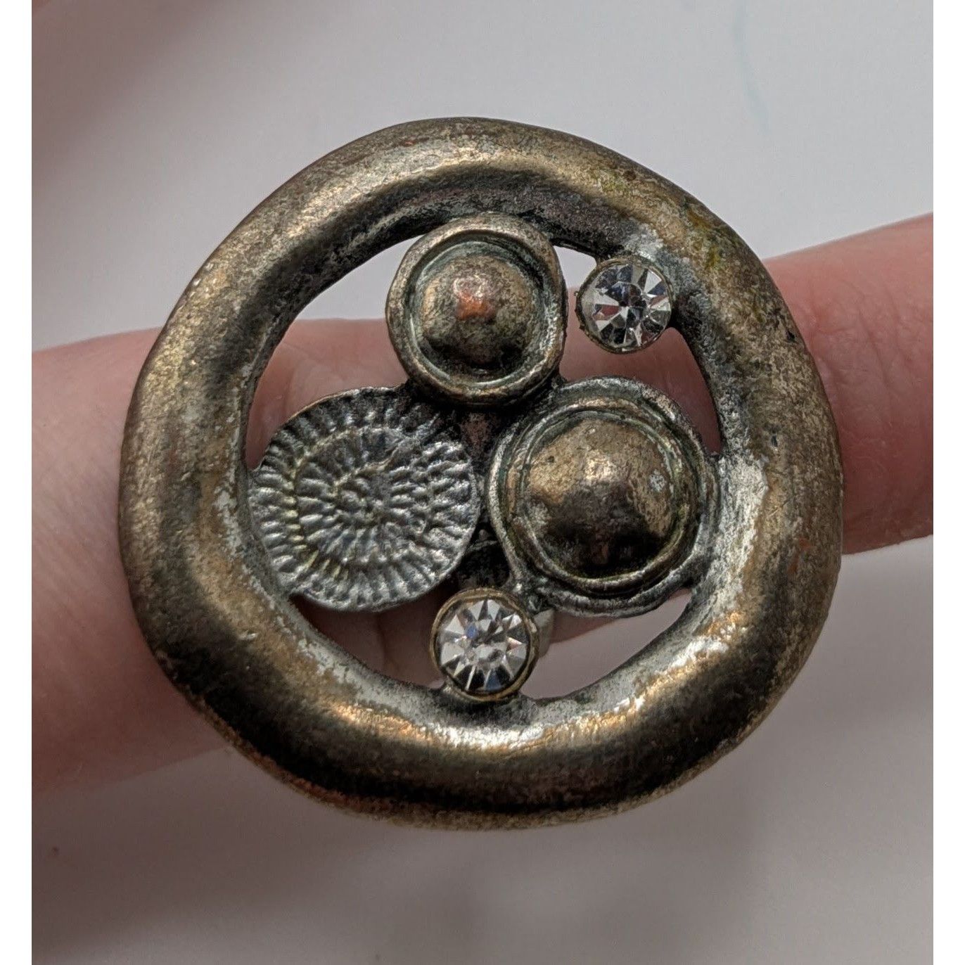 Other Vintage Brutalist Adjustable Ring With Abstract Circular Des Size ONE SIZE - 6 Thumbnail