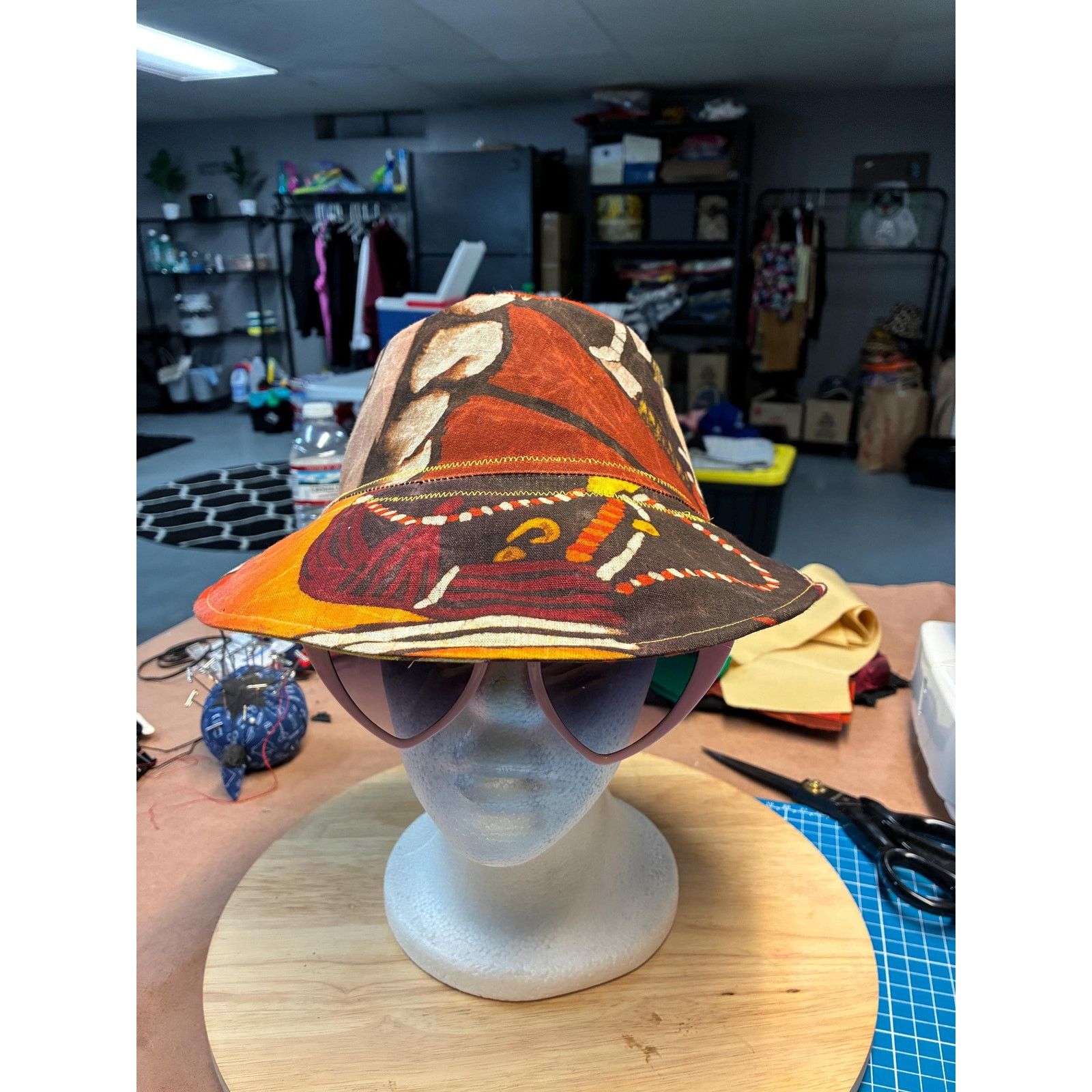 Other Handmade Waxed Cotton Bucket Hat Medium | Upcycled Painted Size ONE SIZE - 1 Thumbnail
