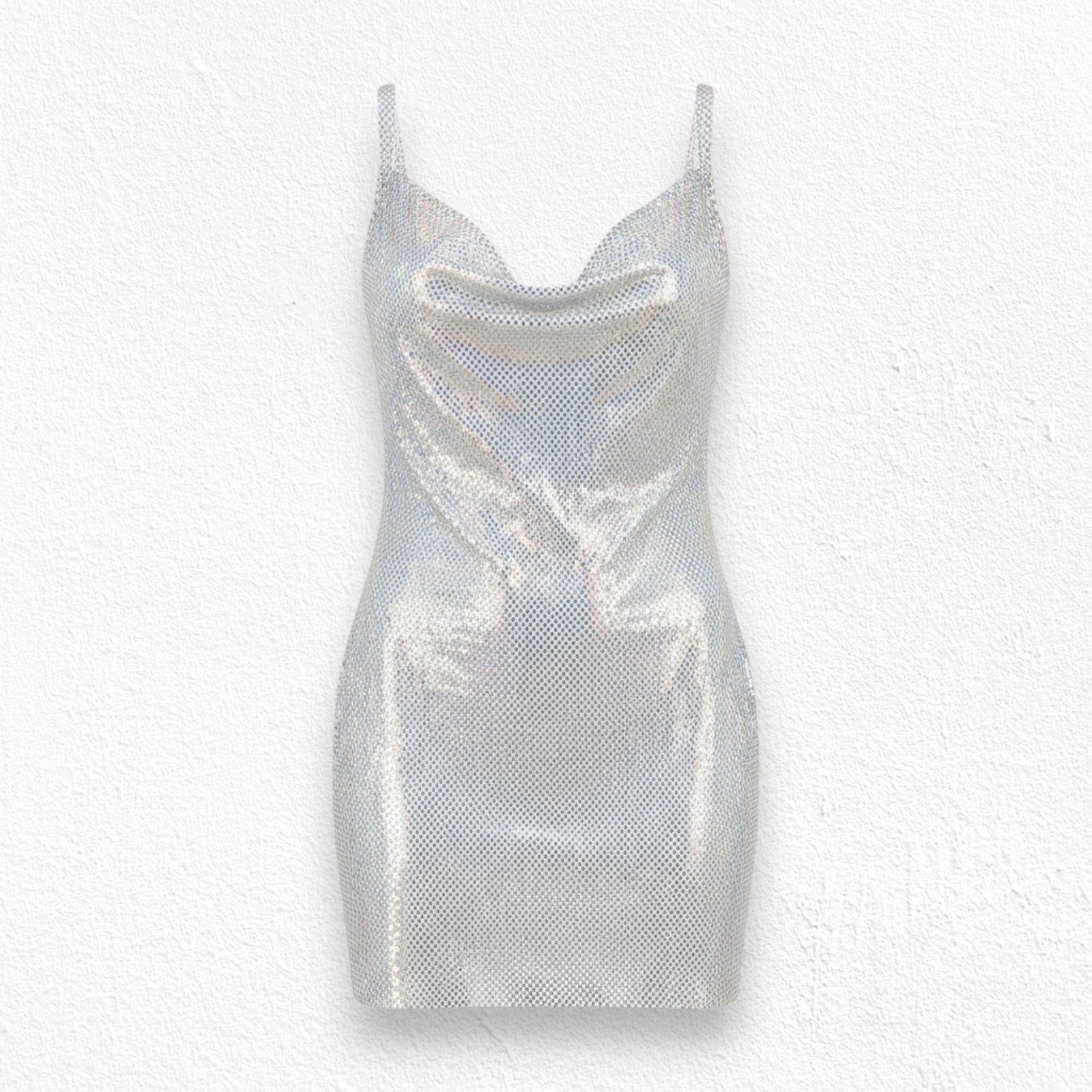 House of Harlow Iridescent Metal Mesh Mini Dress Size Small