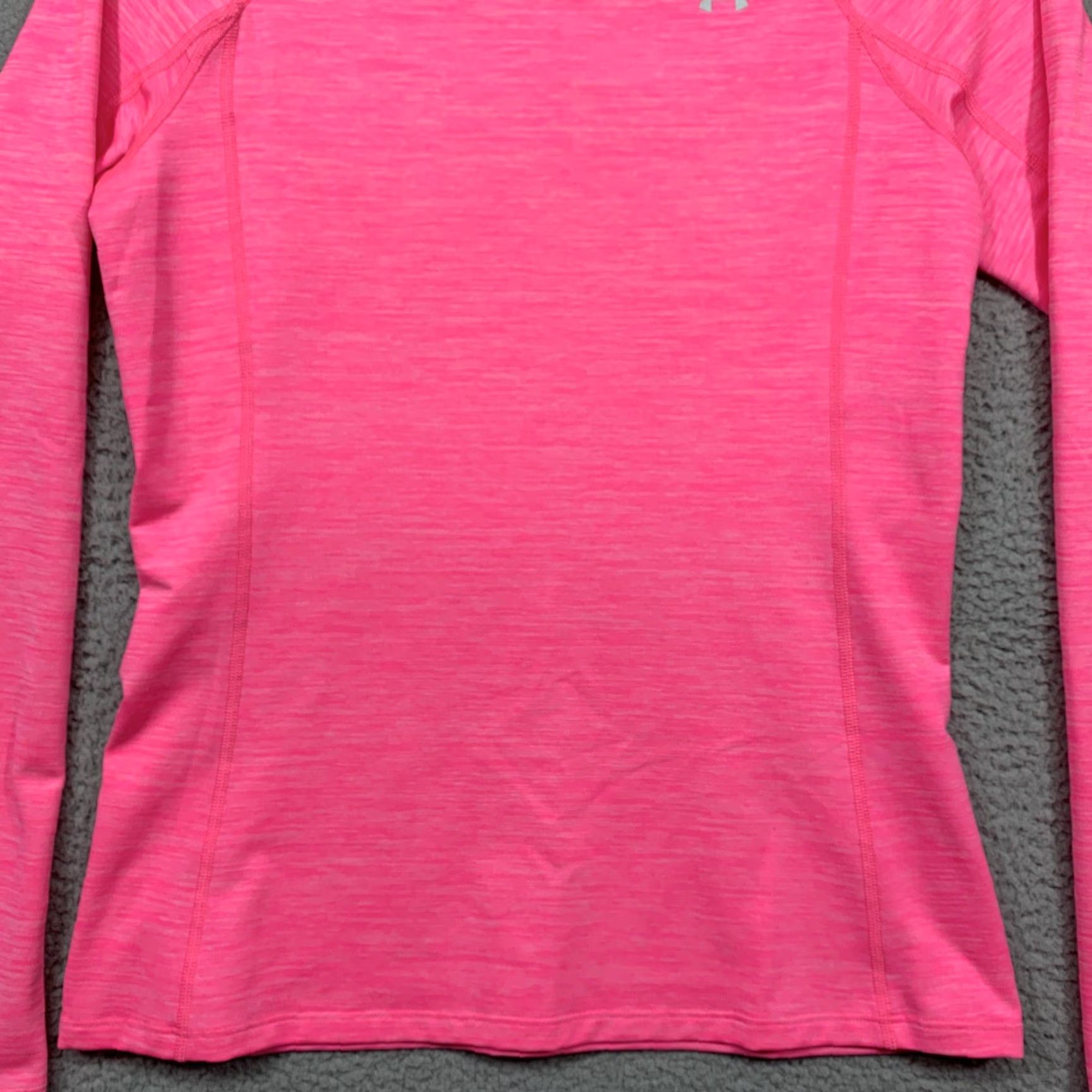 Under Armour Under Armour Women's M HeatGear Athletic Top Crew Neck Long Sleeve Thumb Holes Heather Pink, Regular Fit, Pullover, Logo, Running & Walking, Pre-Owned Size M / US 6-8 / IT 42-44 - 3 Thumbnail