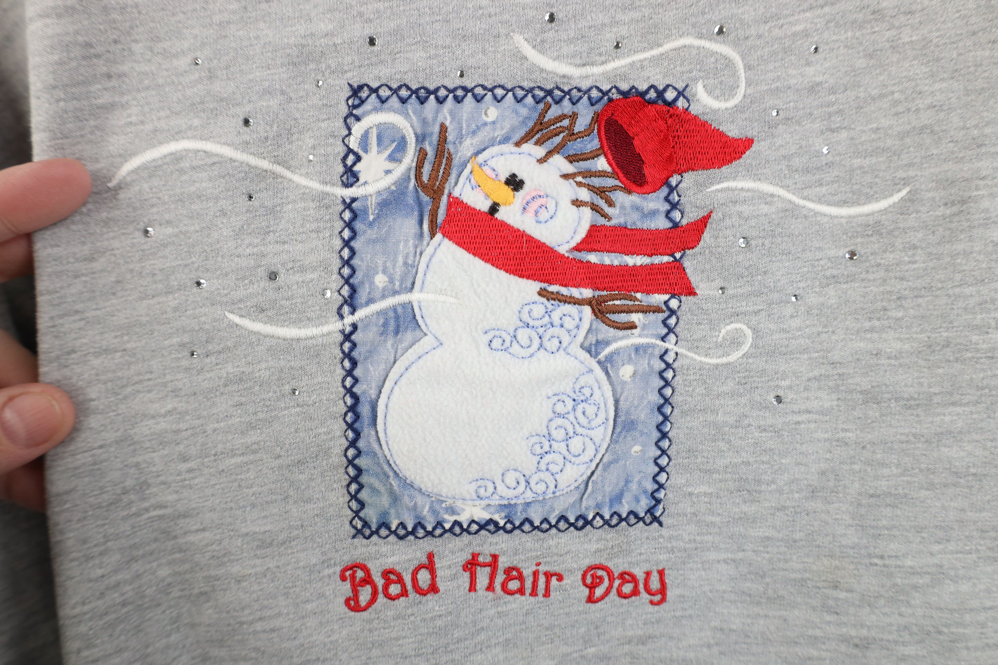 Vintage Vintage 90s Y2K Christmas Winter Snowman Hair Day Sweatshirt Size L / US 10 / IT 46 - 4 Thumbnail