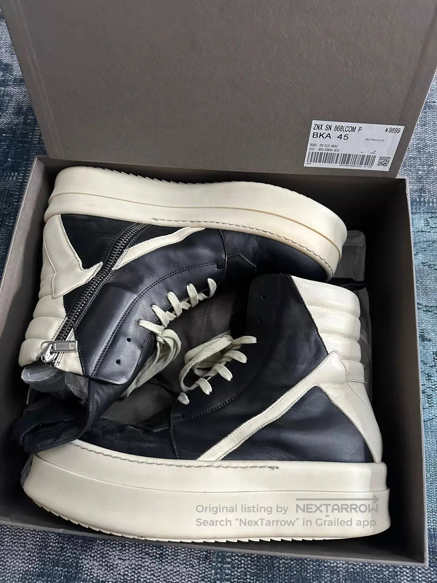 Rick Owens Black High-Top Platform Sneakers Size 12. Size US 12 / EU 45 - 9 Thumbnail