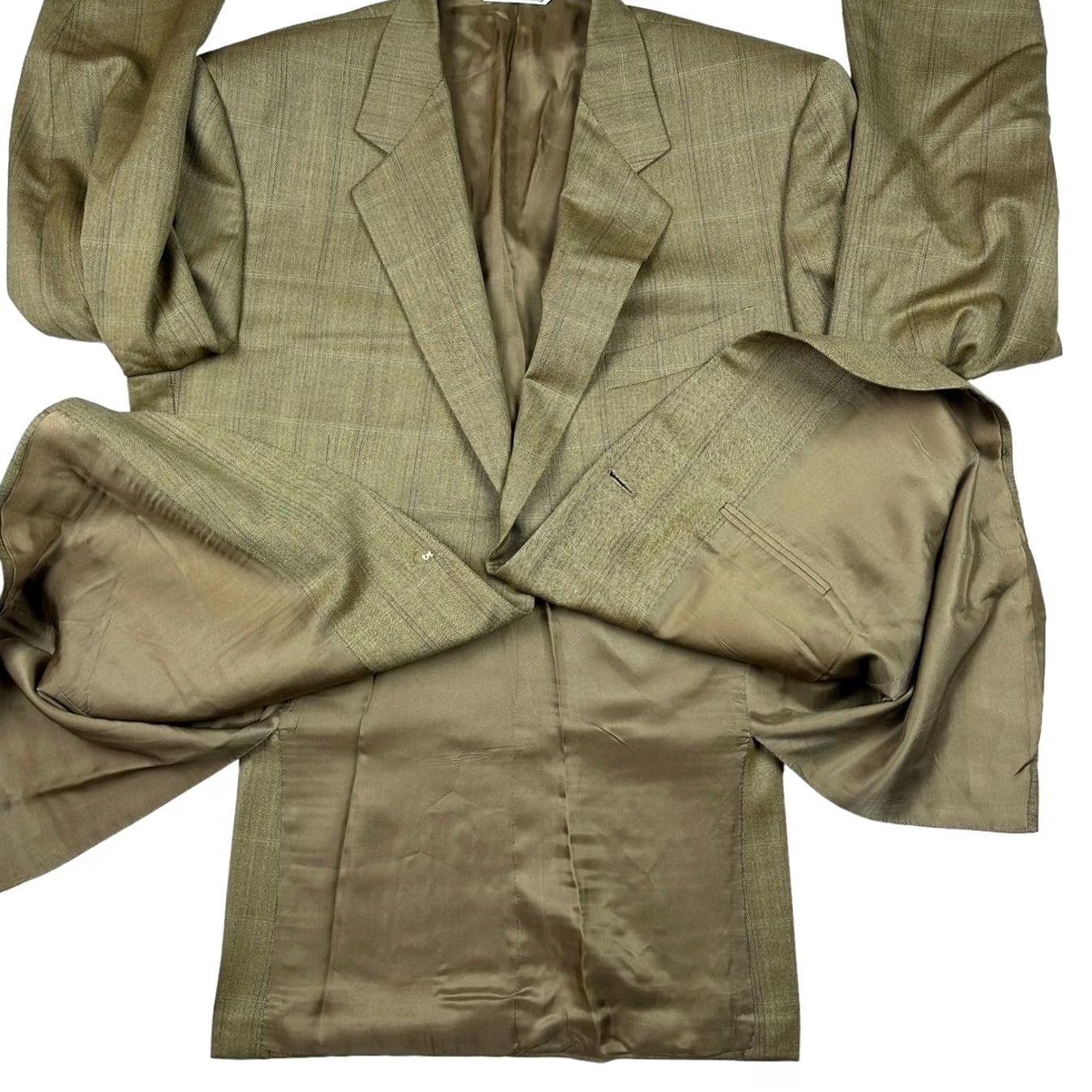Canali Canali Blazer Men 100% Wool Brown Windowpane Plaid 2-Button Italy 44R Jacket Size 44R - 4 Thumbnail