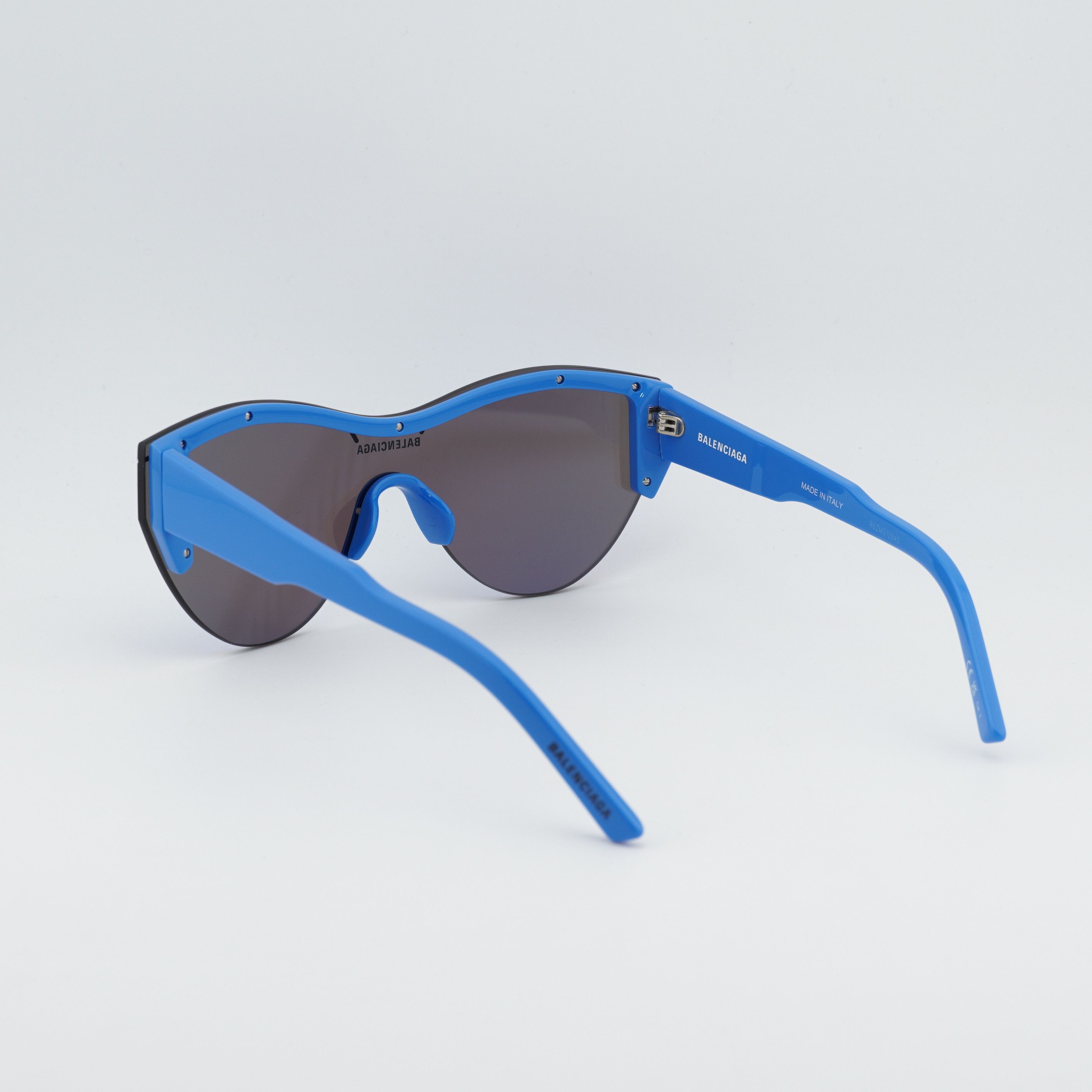 Balenciaga Balenciaga BB0004S 013 Semi Rim Sunglasses Blue Shield Frame Size ONE SIZE - 6 Thumbnail