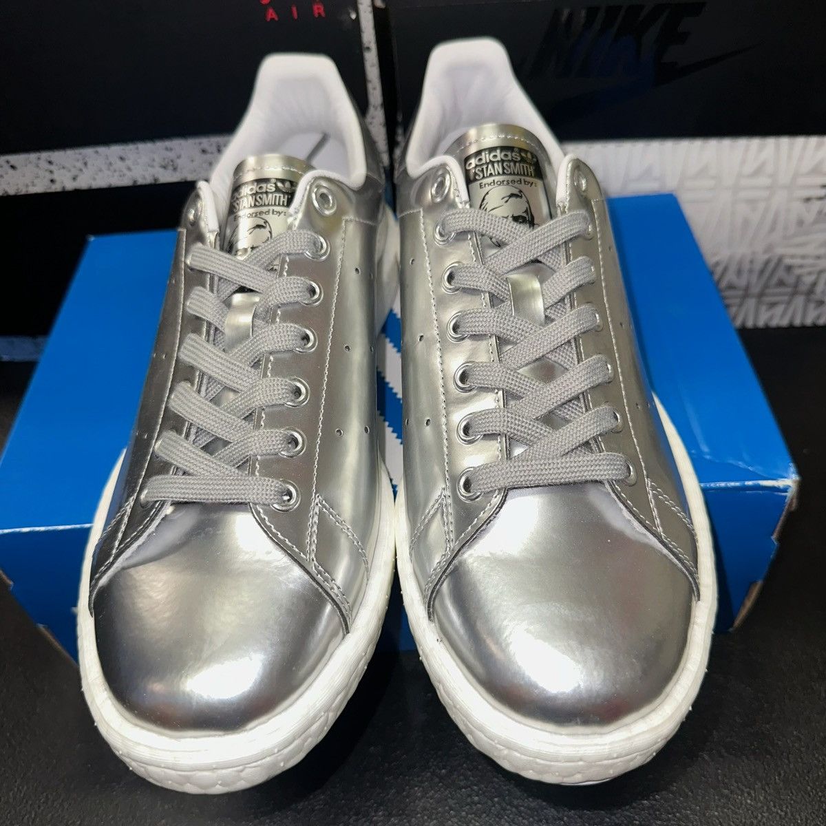 Adidas Size 10W - adidas Stan Smith Boost Metallic Silver - BB0108 Size US 10 / IT 40 - 4 Thumbnail