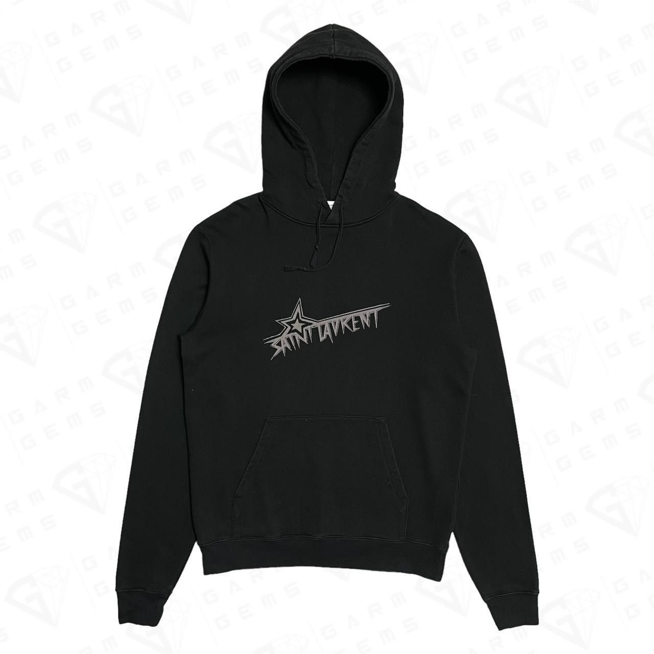 image of Saint Laurent Paris Saint Laurent Star Logo Hoodie in Black, Men's (Size Small)