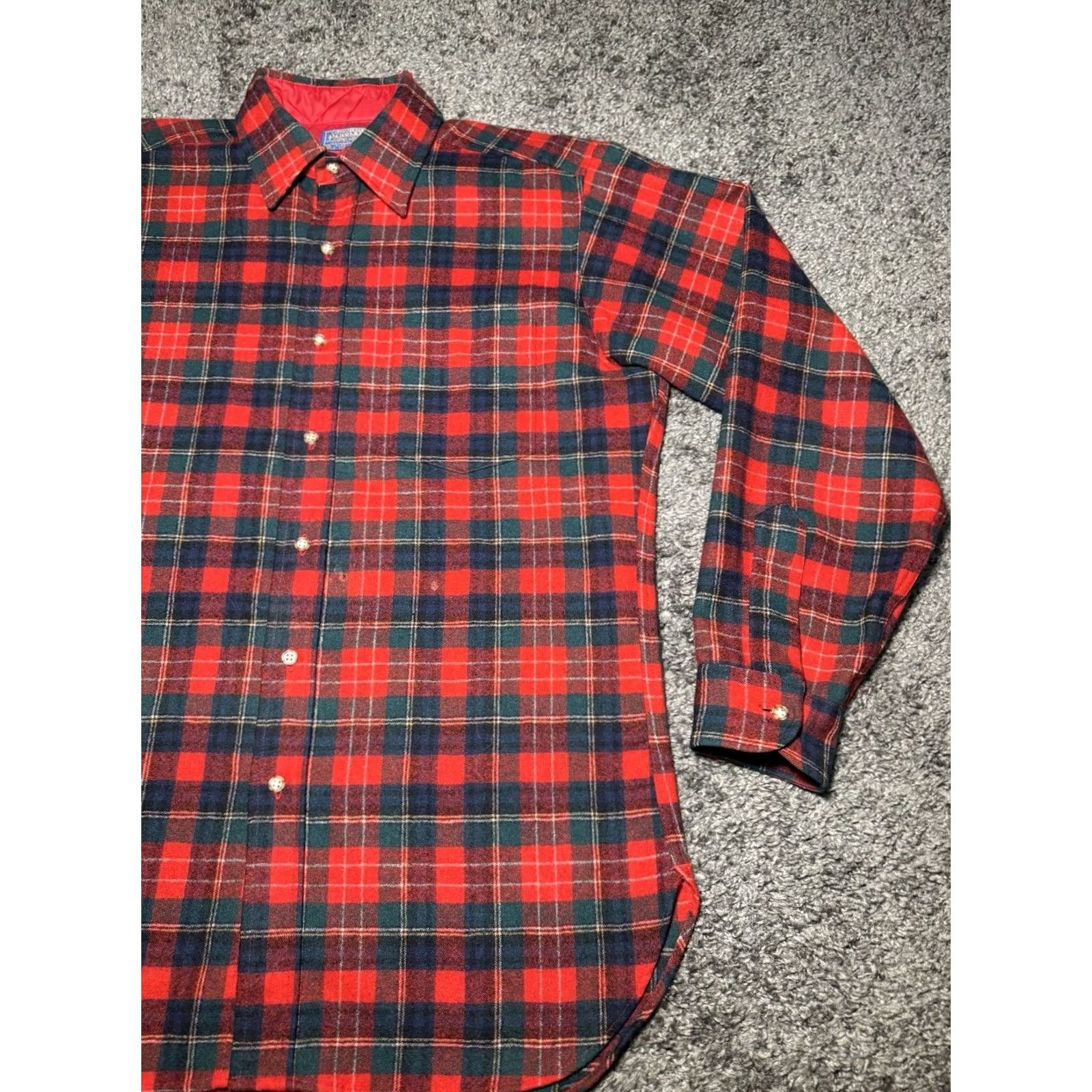 Pendleton VINTAGE Pendleton Shirt Mens Red Plaid Flannel Christie Tartan Wool Outdoors Med Men 70s 90s Retro USA Long Sleeve Button-Up Collared Size US M / EU 48-50 / 2 - 3 Thumbnail