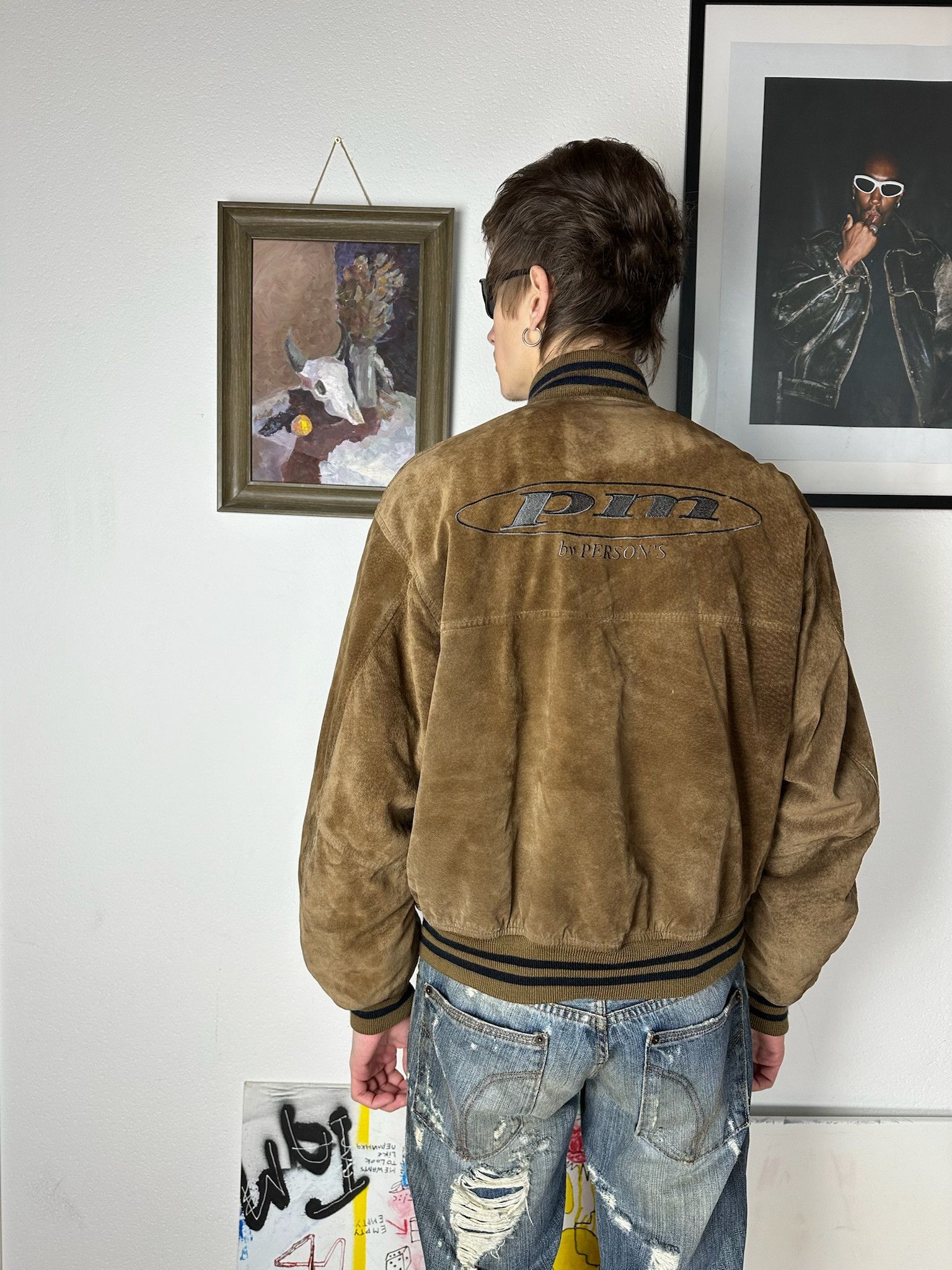 PERSON'S Vintage Person's suede leather Varsity Jacket Size US L / EU 52-54 / 3 - 3 Thumbnail