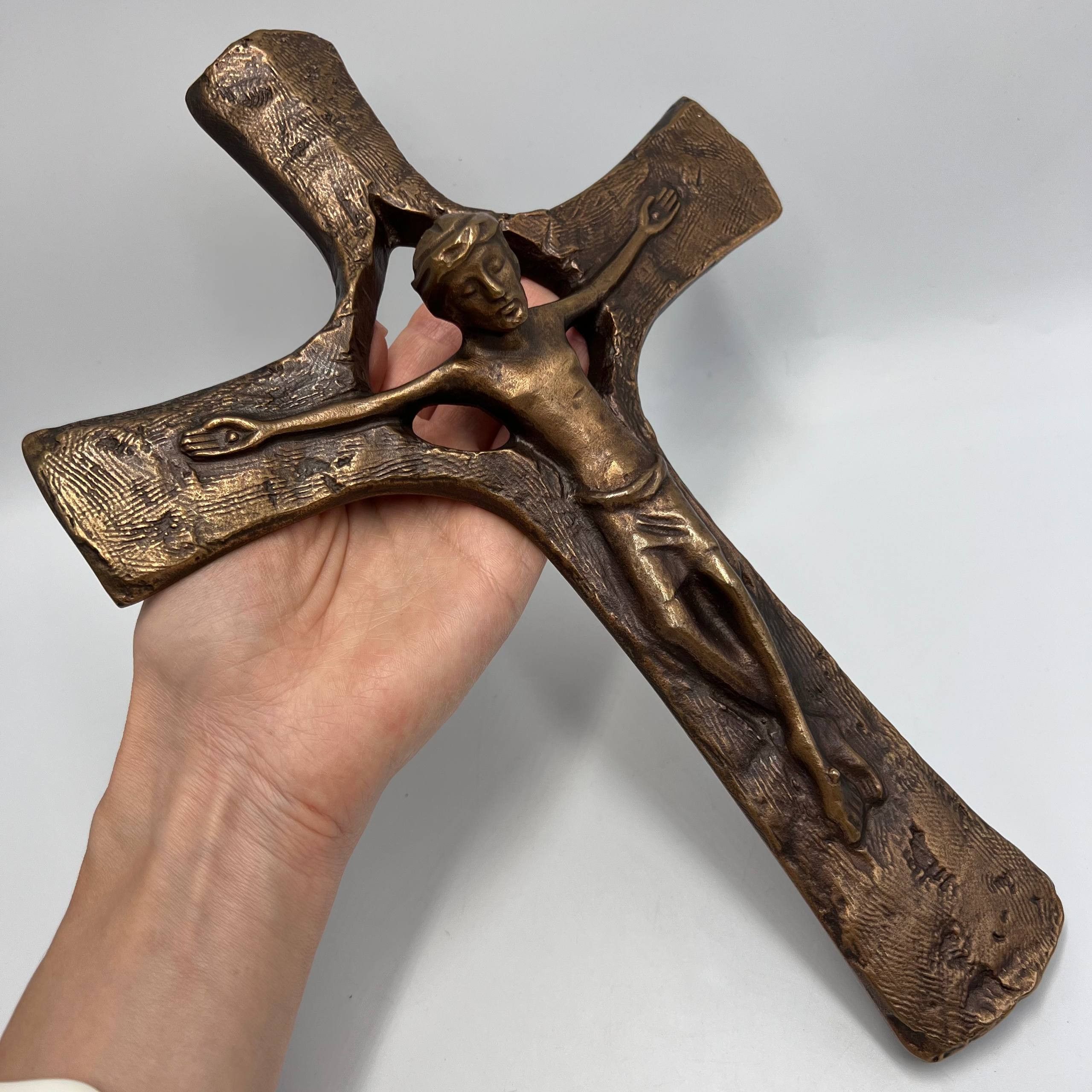 Vintage Vintage Solid Bronze Crucifix Large 30x20 Jesus Cross Gift Size ONE SIZE - 1 Thumbnail