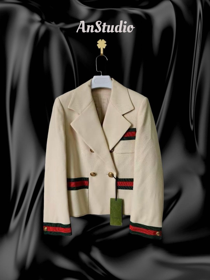Gucci Gucci Cropped Web Stripe Double-breasted Blazer Size M / US 6-8 / IT 42-44 - 1 Thumbnail