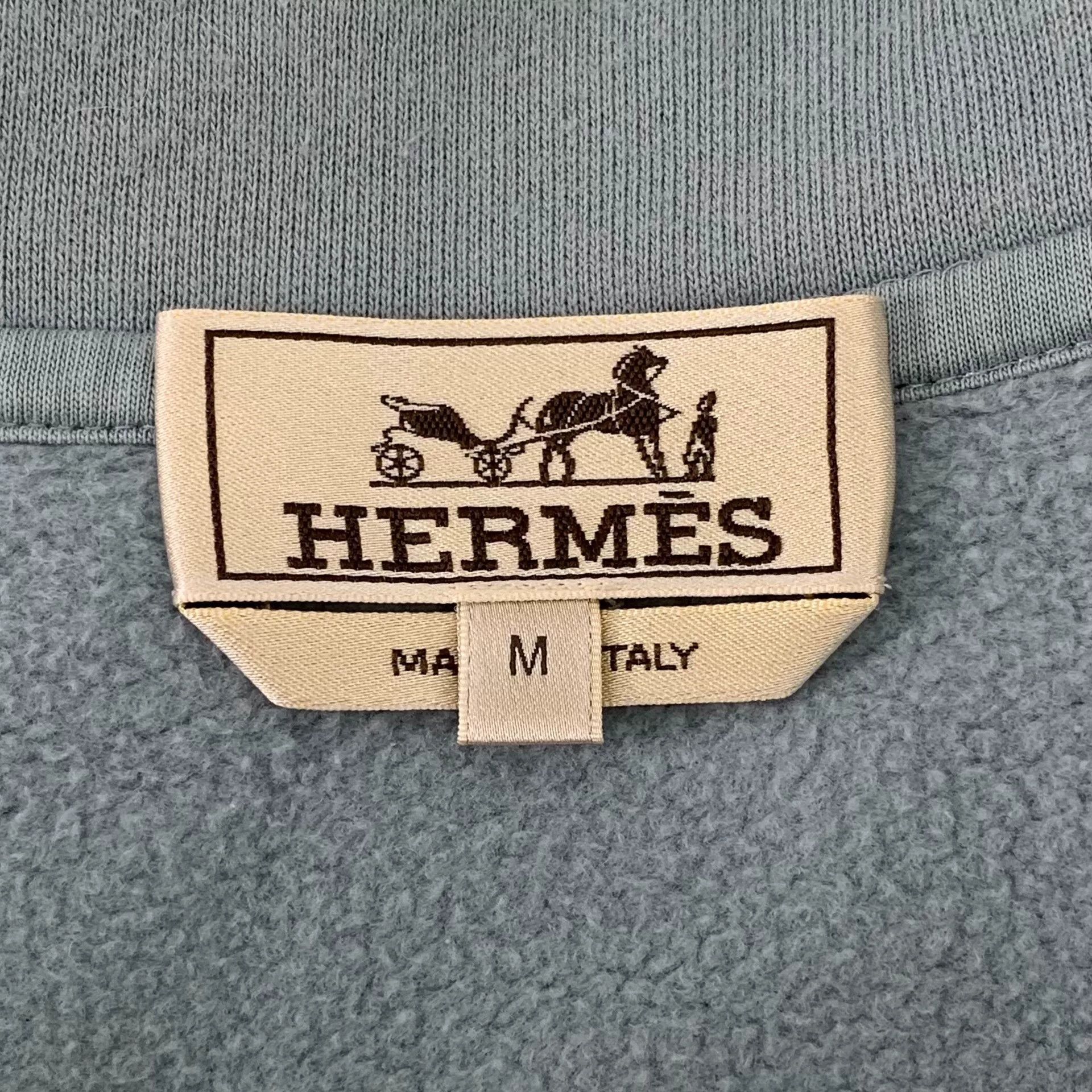 Hermes light blue cotton hooded sweatshirt Size US M / EU 48-50 / 2 - 5 Thumbnail