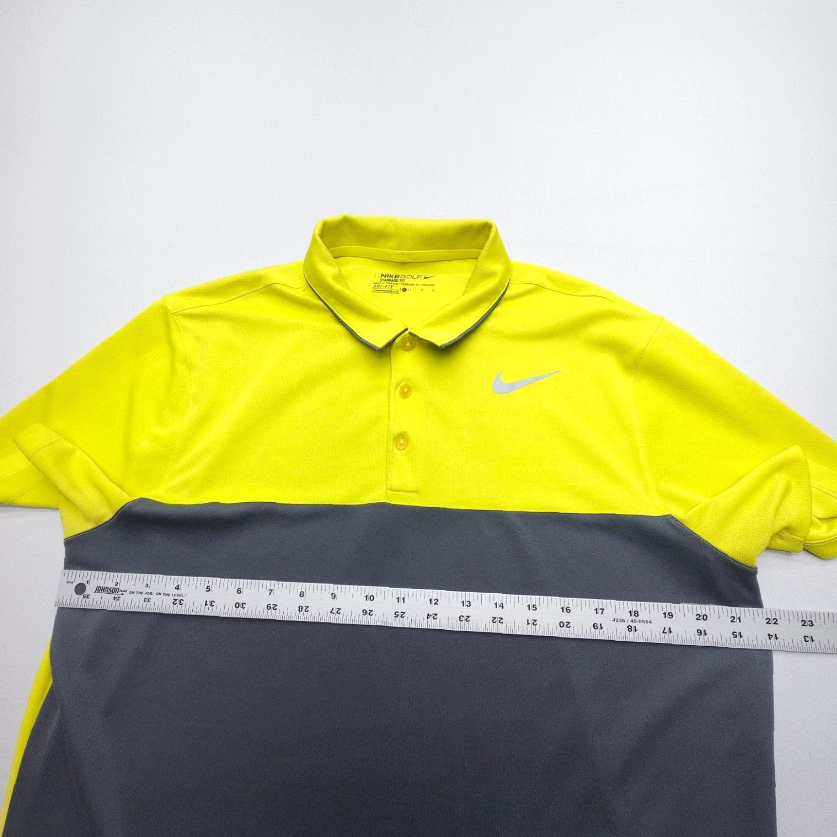 Nike Nike Golf Polo Shirt Mens Dri-Fit Color Block Large Electrolime / Dark Grey, Multicolor, Short Sleeve, Button, Collared, Regular Fit Size US L / EU 52-54 / 3 - 6 Thumbnail