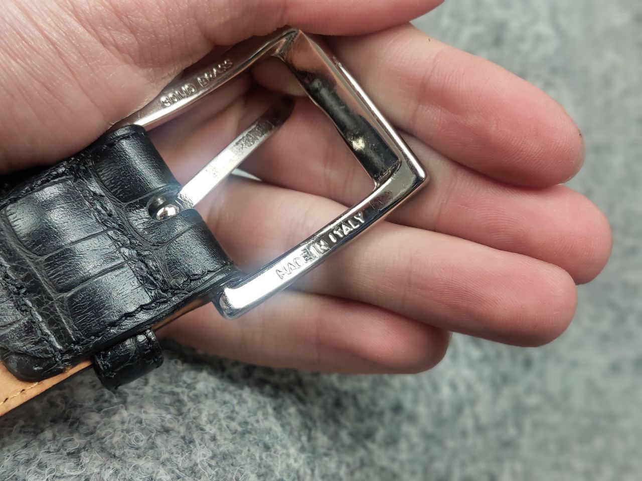 Boggi Boggi Milano Italy Design crocodile embossed leather belt Size ONE SIZE - 11 Thumbnail