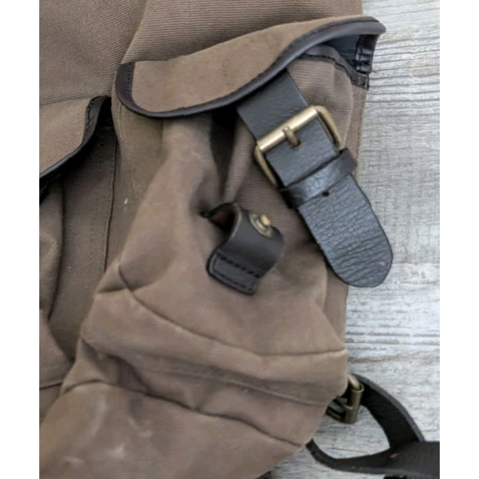 Gap VINTAGE Gap Backpack Canvas Military Multi Pocket Leather Trim Bag Size ONE SIZE - 4 Thumbnail