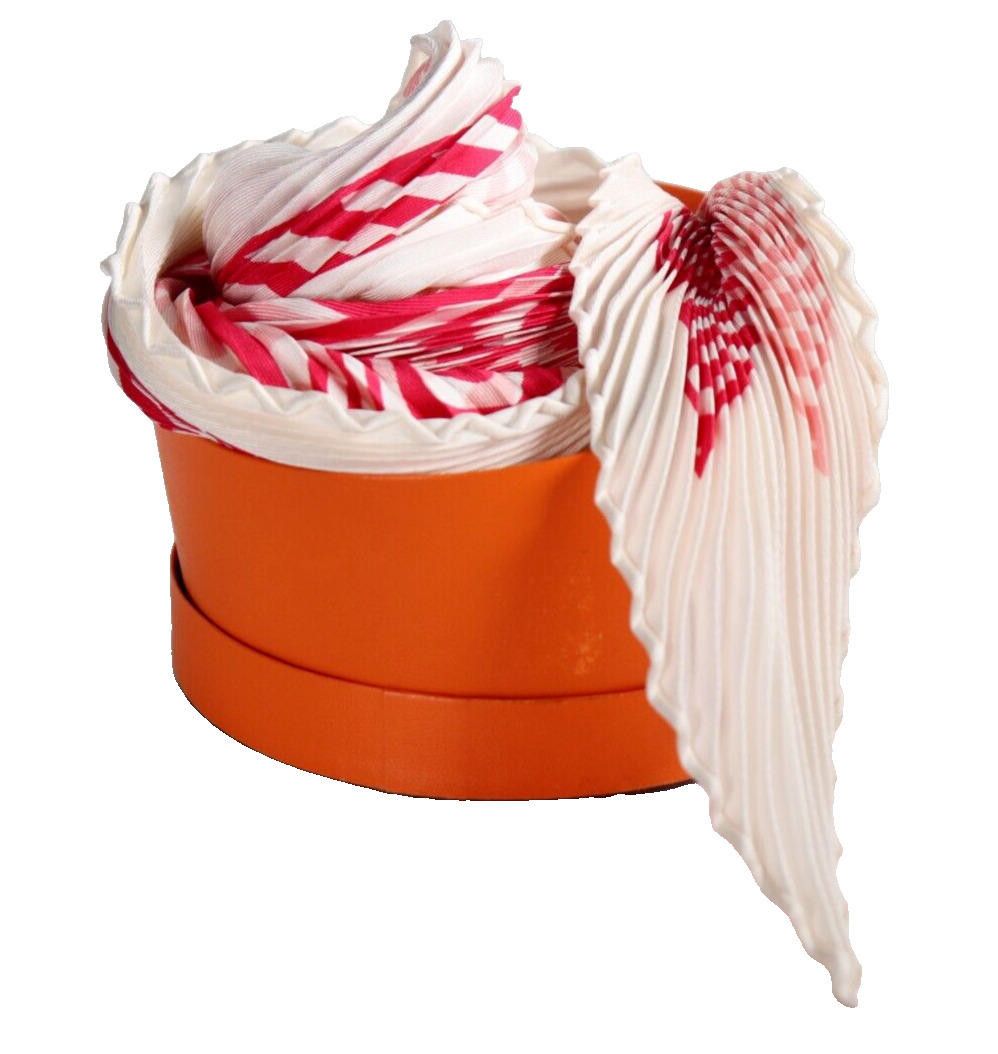 Hermes Hermès Red "Onde de Chic" Dimitri Rybaltchenko Plisse Scarf Size ONE SIZE - 11 Thumbnail
