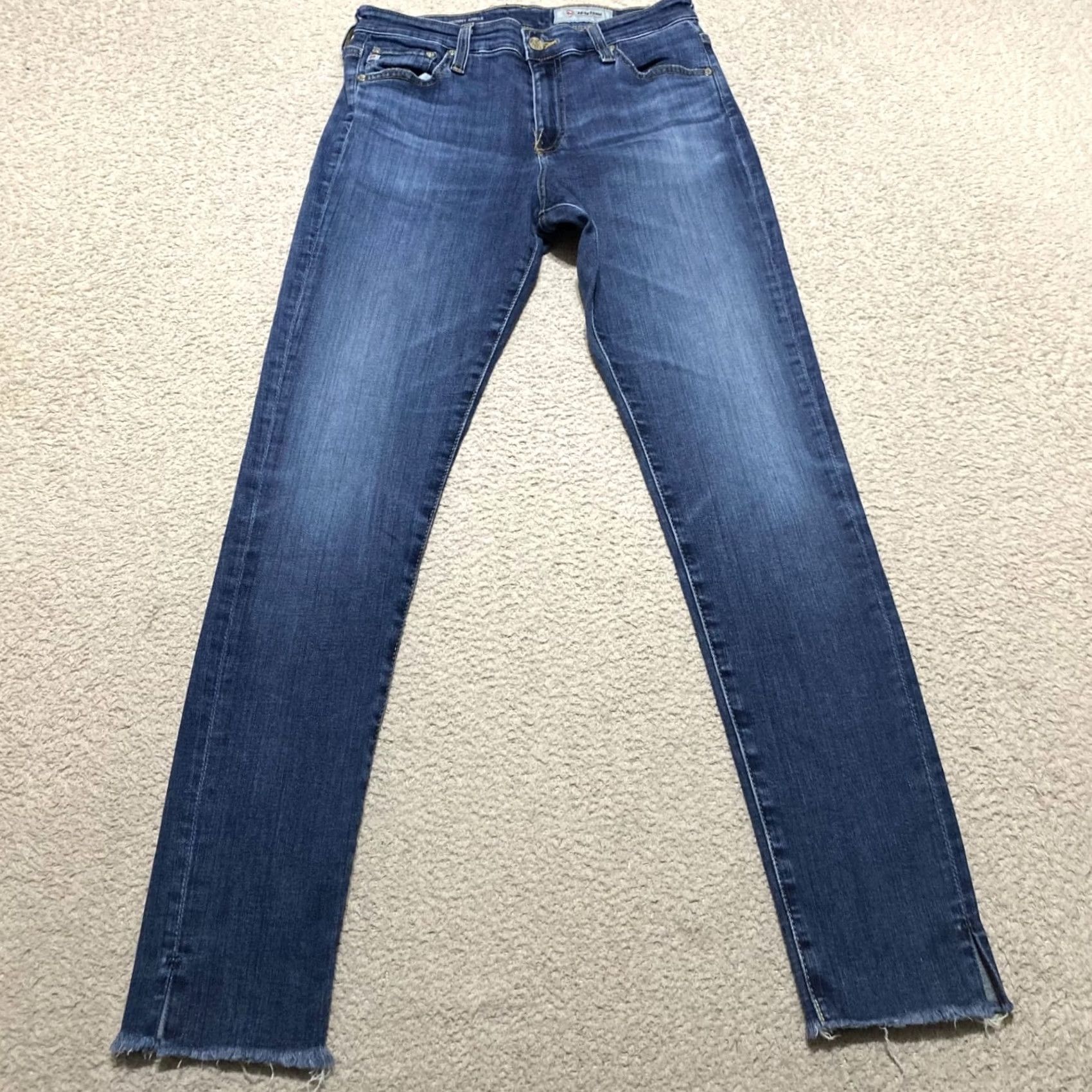 Denime AG Adriano Goldschmied Jeans Womens 28 Blue Skinny Slit Distressed 5-Pocket Denim Farrah 28in Inseam Rise High Adult Womens Jeans Blue - Size 28" / US 6 / IT 42 - 2 Thumbnail