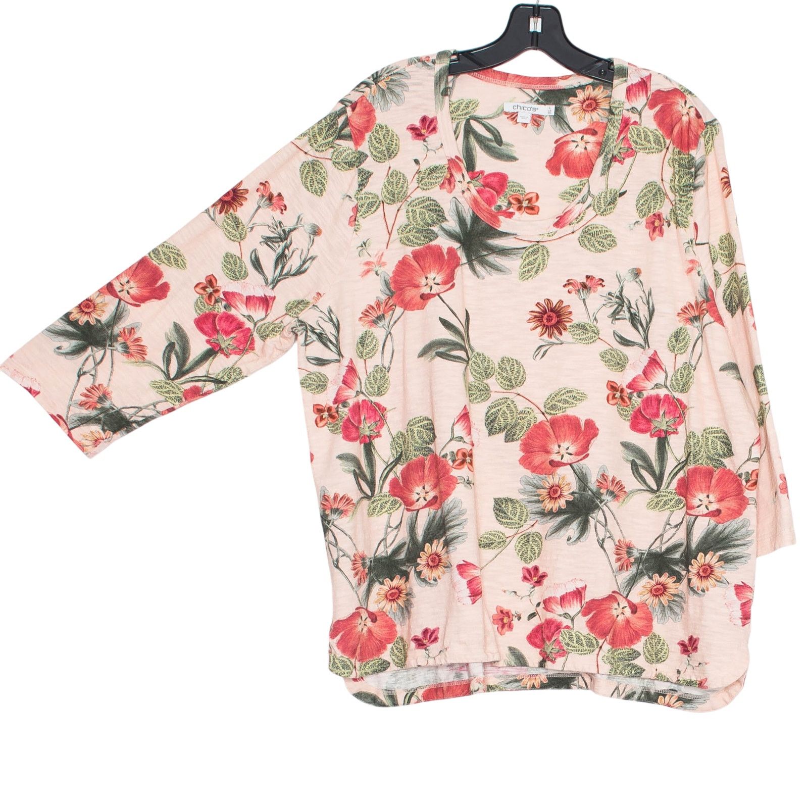 Chicos Chicos Garden Slub Top Floral Pink Boho 3/4 Sleeve 4 XXL 20 Size XXL / US 16-18 / IT 52-54 - 2 Thumbnail