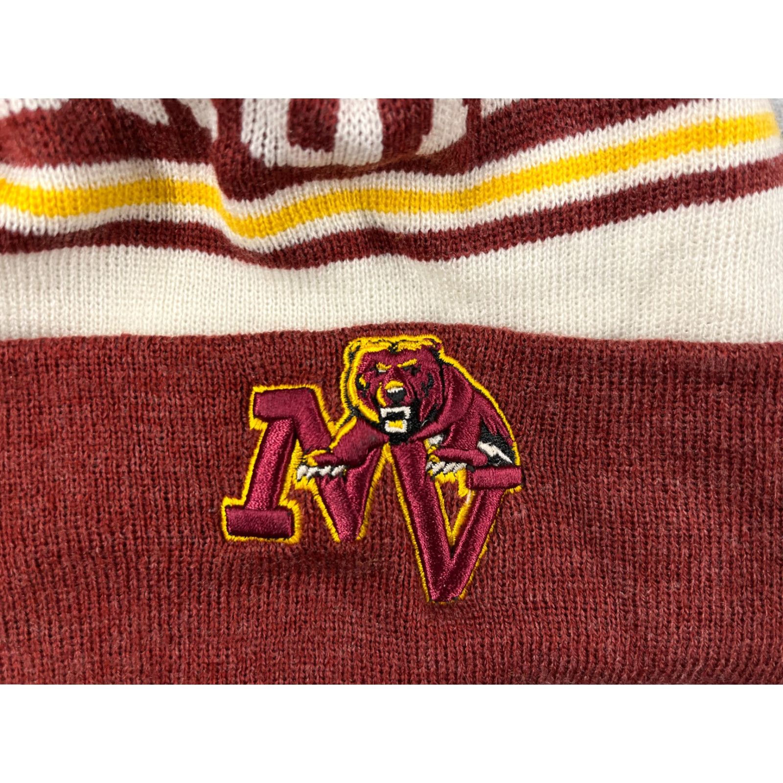 Zephyr VINTAGE Mountain View Bruins Beanie Toque Adult One Size Red Yellow Stripe Orem UT Pom Size ONE SIZE - 2 Thumbnail