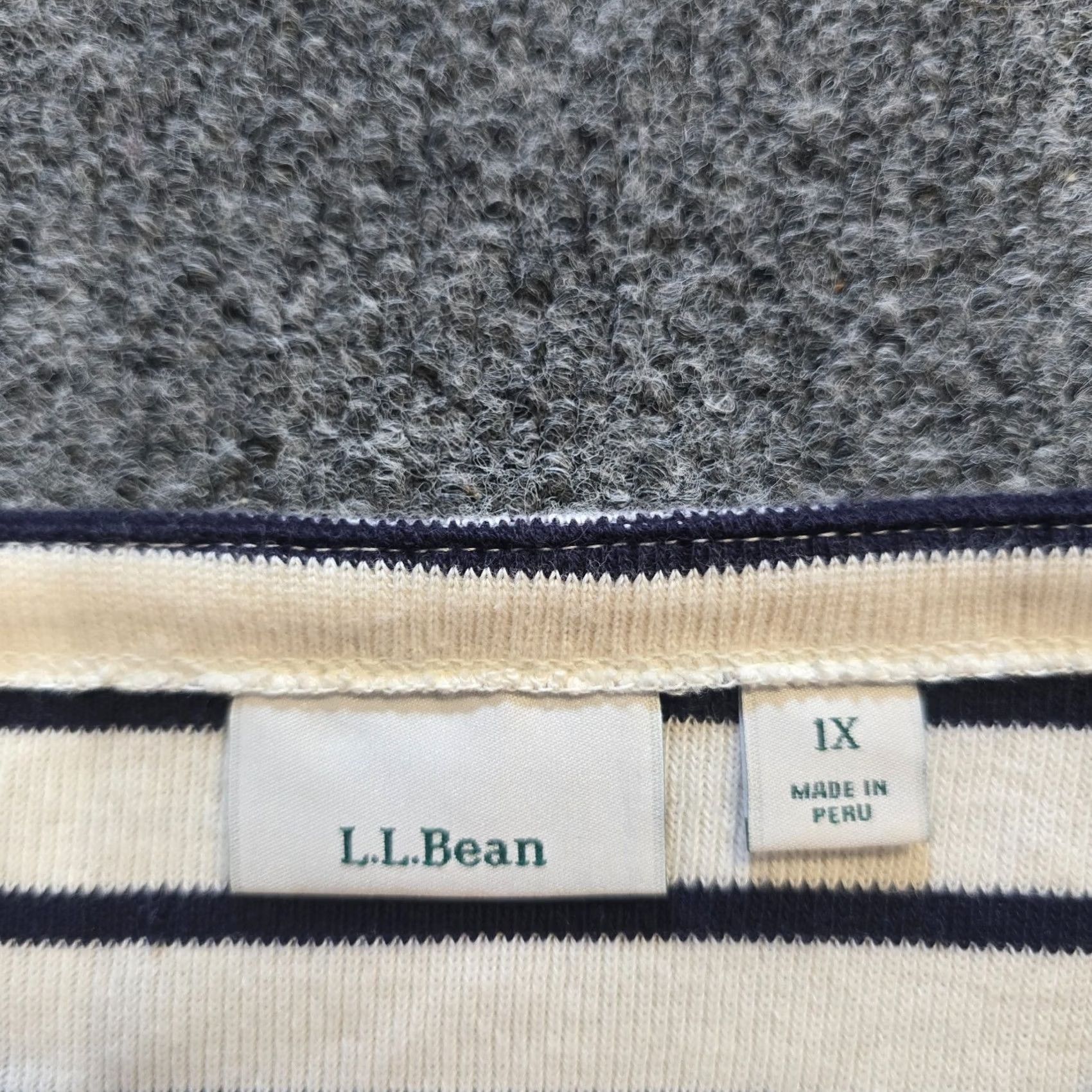 Vintage LL Bean Sweater Womens Size 1X White Blue Stripe Boat Neck Pullover Knit Cotton 3/4 Sleeve Casual Mens Womens Girls Boys Size XL / US 12-14 / IT 48-50 - 4 Thumbnail