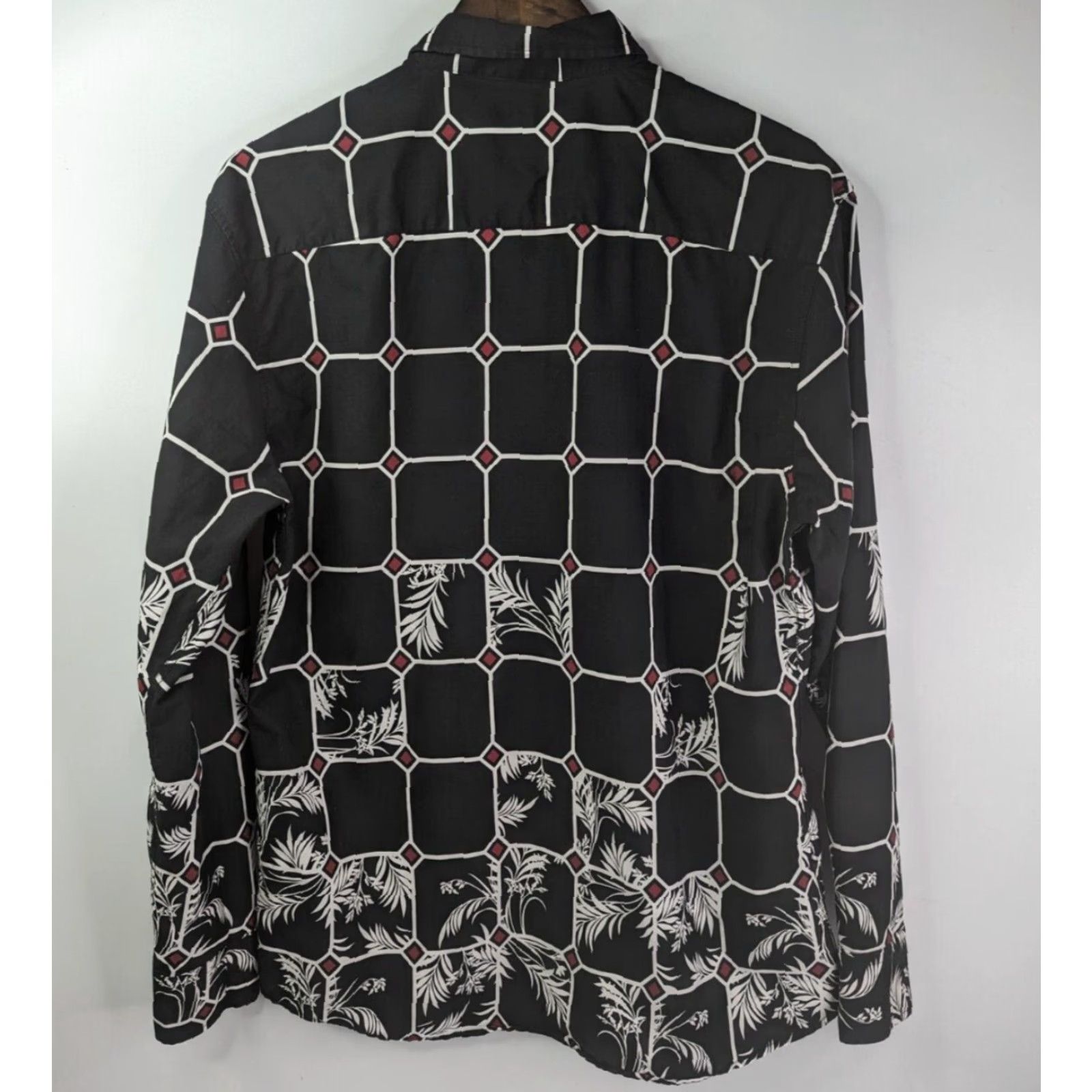 Vintage De-Niko Shirt Men's XL Black Floral Palms Abstract Long Sleeve Button Up Size US XL / EU 56 / 4 - 5 Thumbnail