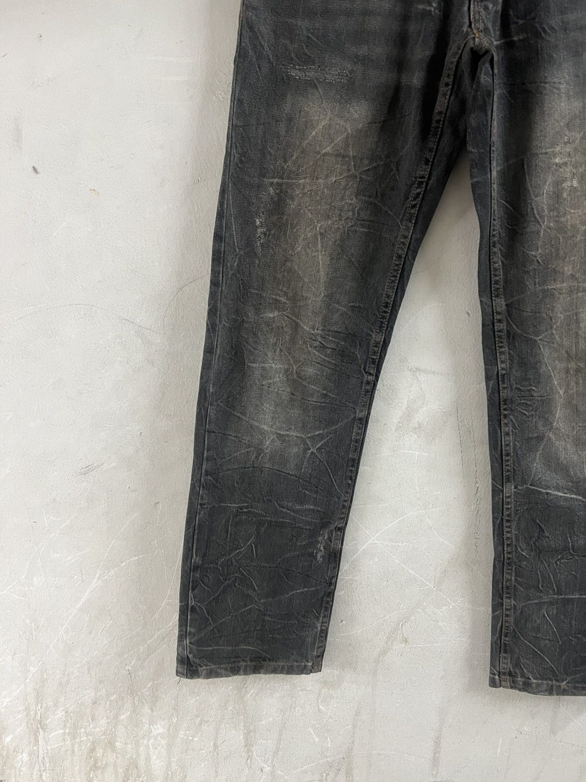 4GSELLER × Japanese Brand DOUBLE WAIST BLACK FADED NYLAUS DENIM PANT Size US 30 / EU 46 - 2 Thumbnail