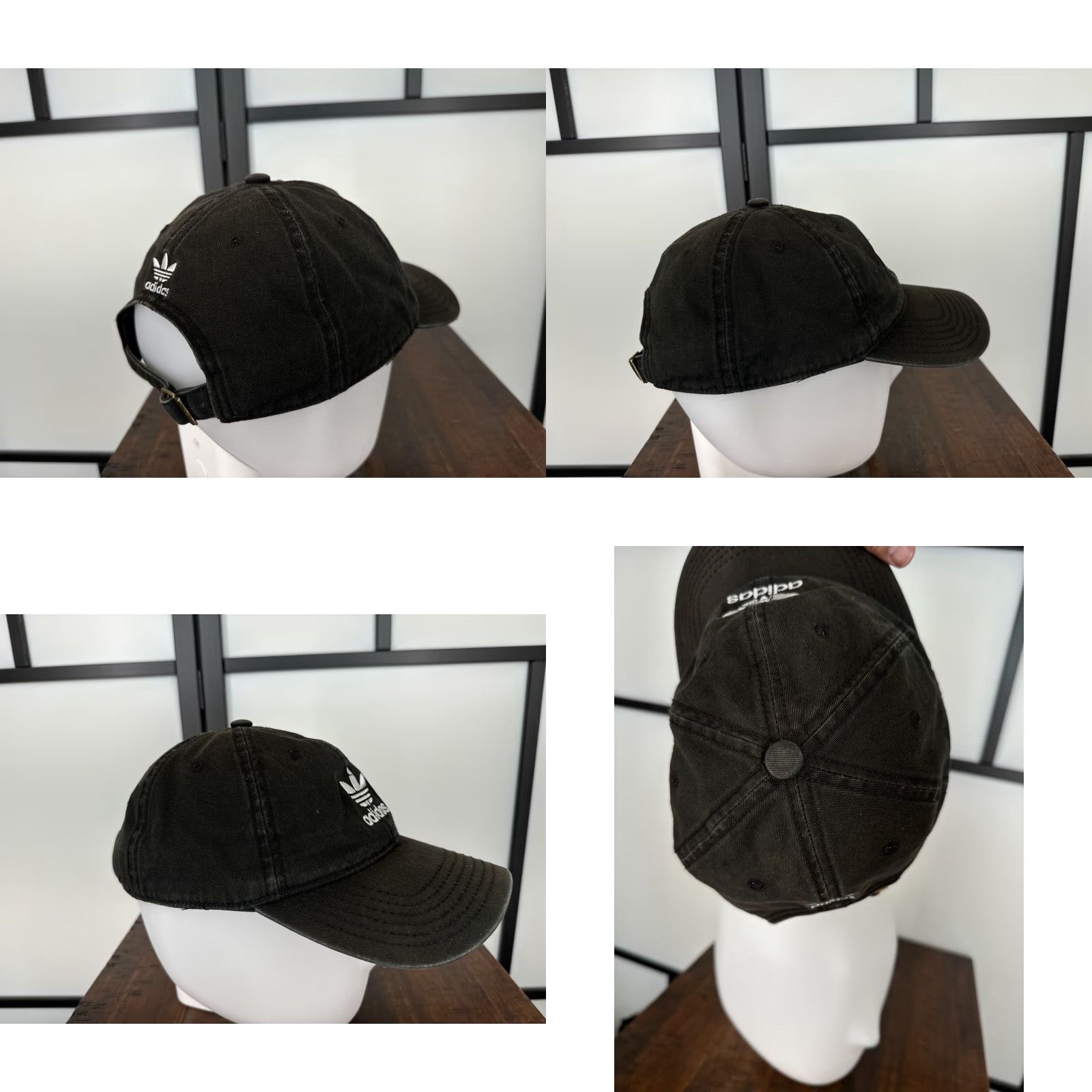 Adidas adidas Hat Cap Strap Back Adult One Size Black Cotton Twill Embroidered Trefoil Size ONE SIZE - 8 Thumbnail