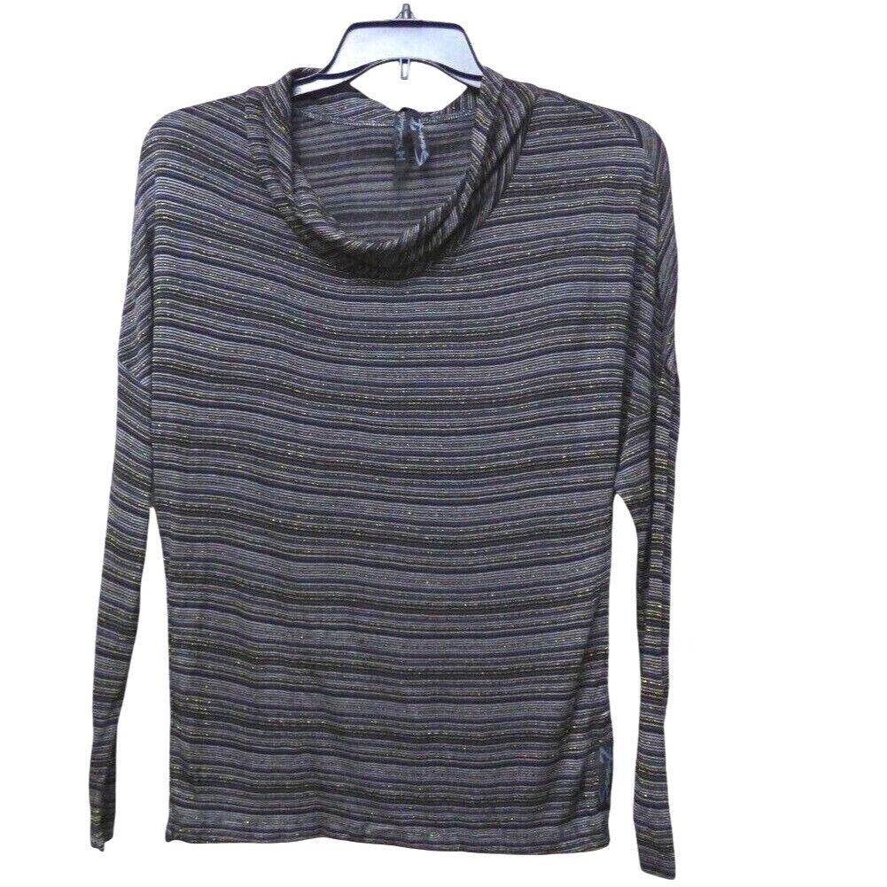 Seven 7 Seven7 Women’s Metallic Stripe, Cowl Neck, Dolman Sleeve Top Size S / US 4 / IT 40 - 2 Thumbnail