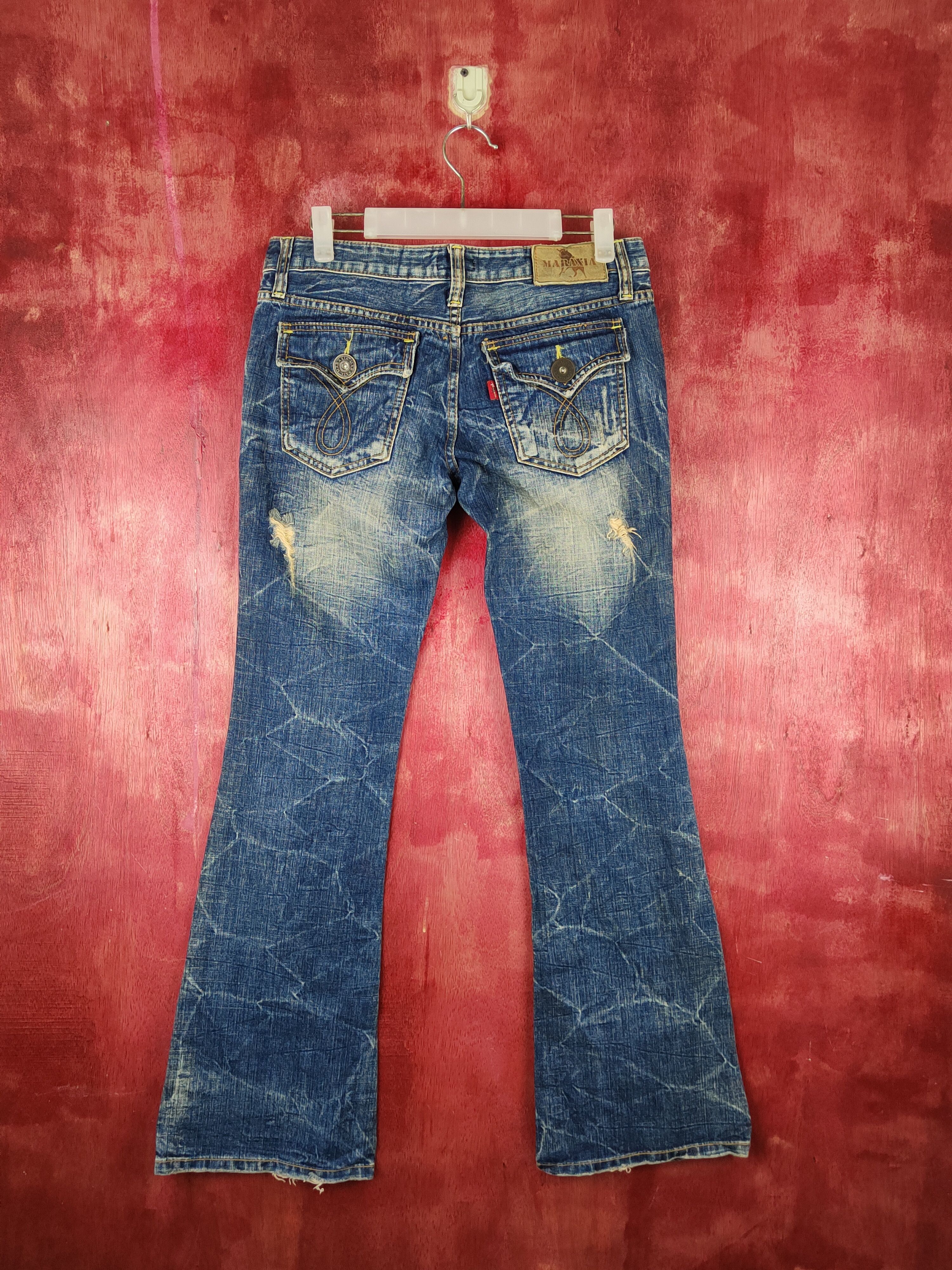 Japanese Brand DL Maraxia Blue bootcut Distressed ripped faded Denim #S1535 Size 27" / US 4 / IT 40 - 7 Thumbnail
