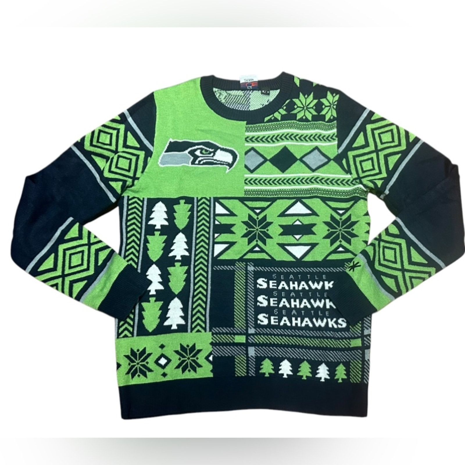 NFL NFL Seattle Seahawks Medium Christmas Sweater Blue & Green Size US M / EU 48-50 / 2 - 1 Thumbnail