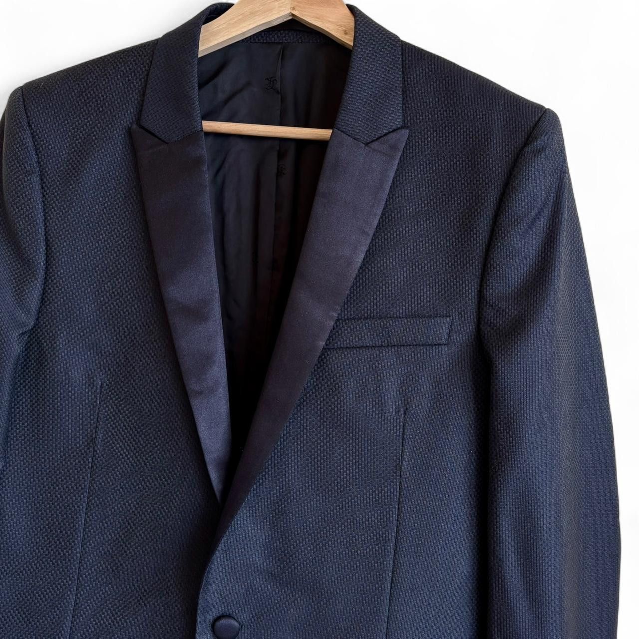 The Kooples $795 The Kooples navy textured wool fitted tuxedo jacket 40 Size 38R - 5 Thumbnail