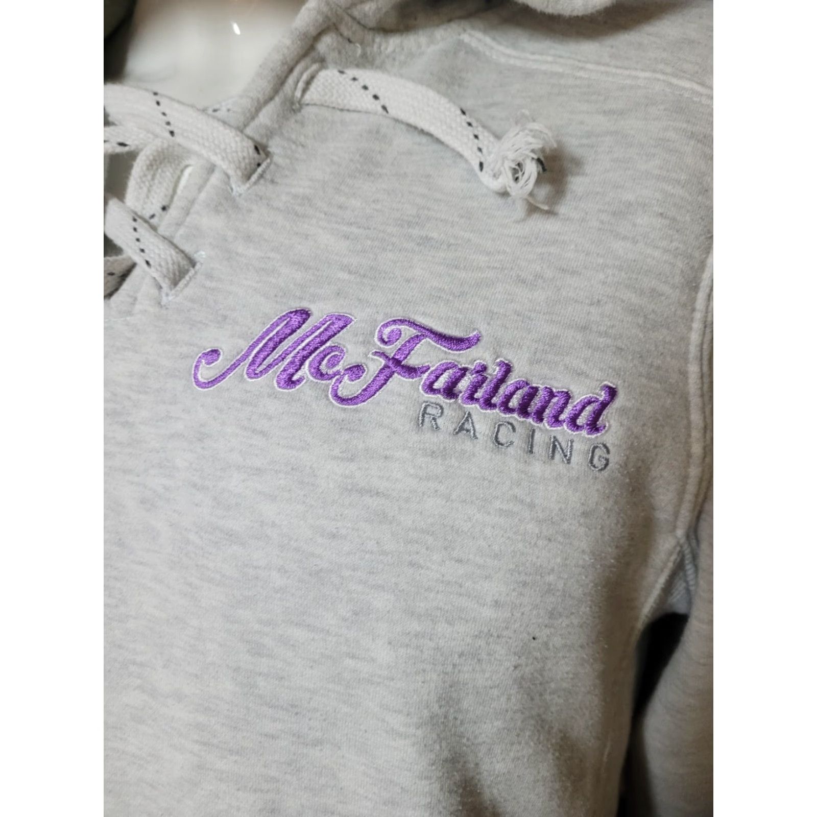 Vintage Womens McFarland Racing Hoodie Sweatshirt Small Unisex Adults S Gray Long Sleeve Cotton Blend Sewn Logo Hoodie Size S / US 4 / IT 40 - 2 Thumbnail