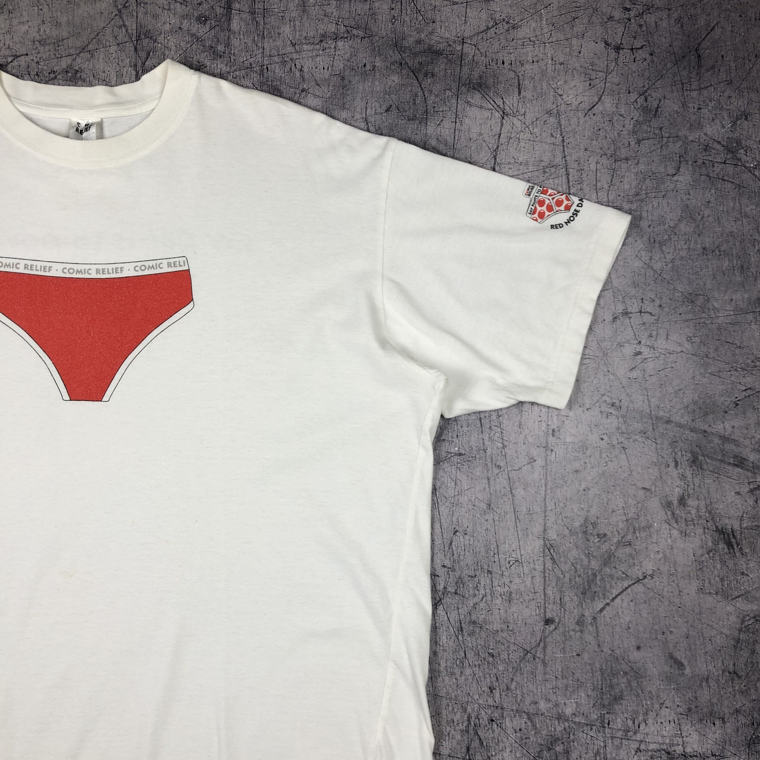 Vintage 2001 Comic Relief Say Pants To Poverty Red Nose Tee Size US XL / EU 56 / 4 - 5 Thumbnail