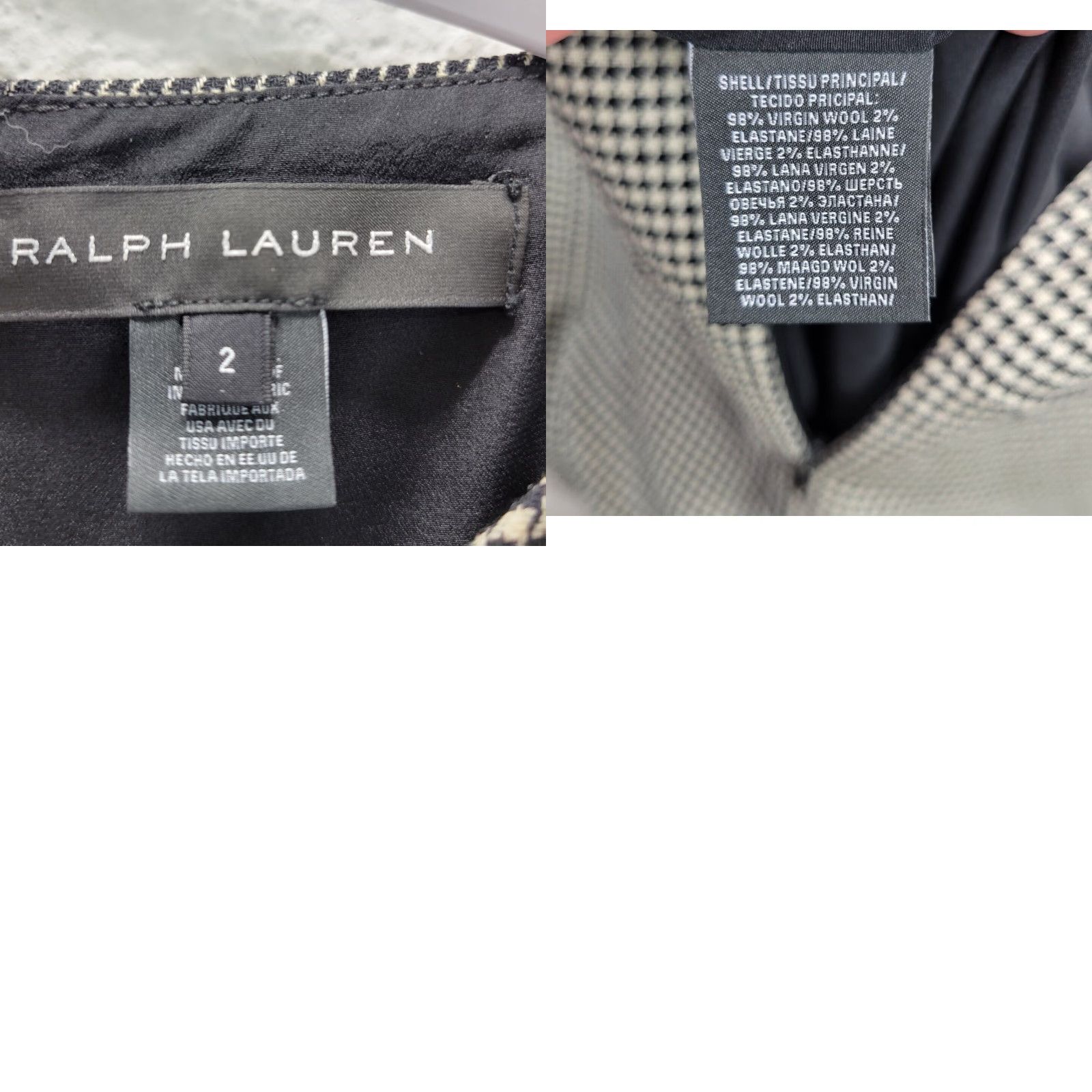 Ralph Lauren Ralph Lauren Black Label Wool Houndstooth Print Shift Dress 2 Black White Women Dress, Shift, Wool, Houndstooth, Ralph Lauren, Black/White, Size 2 Size XS / US 0-2 / IT 36-38 - 8 Thumbnail