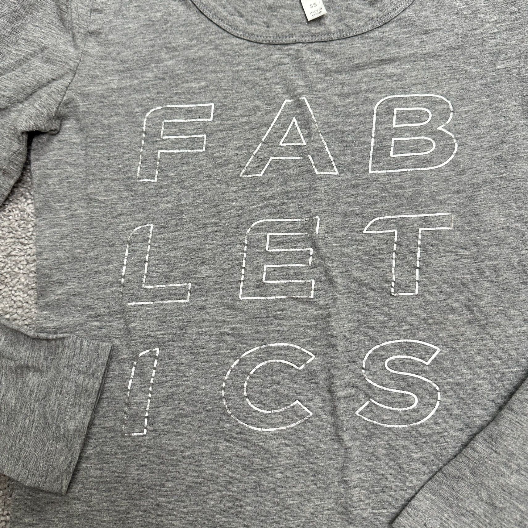 Fabletics Fabletics T-Shirt Womens Gray Long Sleeve Round Neck Casual Cotton SS Classic Logo Fit Regular Vintage: No Size XXS / US 00 / IT 34 - 3 Thumbnail