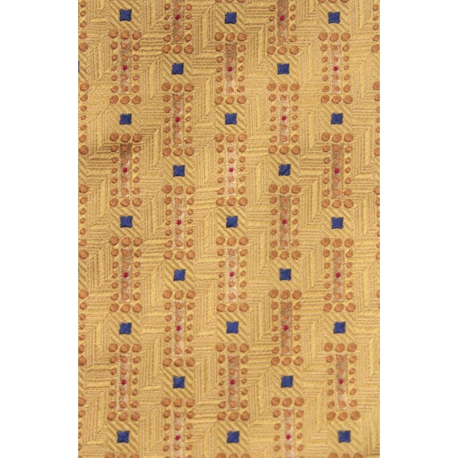 Jos. A. Bank NWT Jos A Bank Necktie Mens Yellow Polka Dot Silk Tie Textured Stylish 58.5" Long 3.75" Wide Square Tie Designer Preppy Tall Size ONE SIZE - 3 Thumbnail