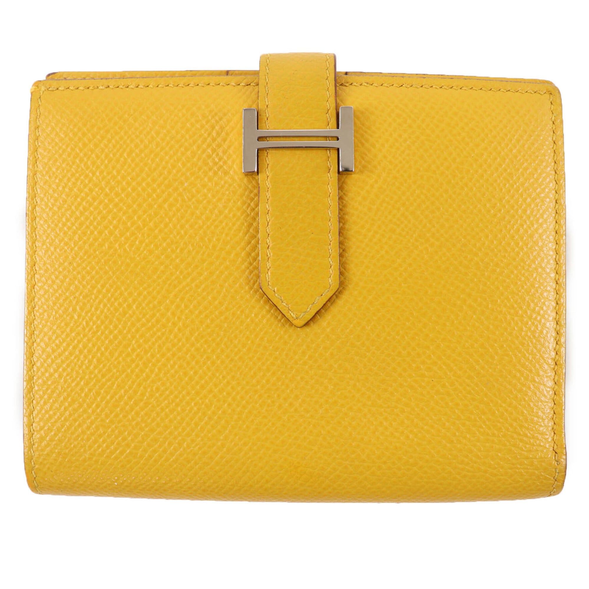 Hermes HERMES Bearn Compact Wallet, Veau Epsom Leather, Jaune Ambre, Silver Hardware, Bi-fold Z Stamp, Made in France, Women's Size ONE SIZE - 1 Thumbnail