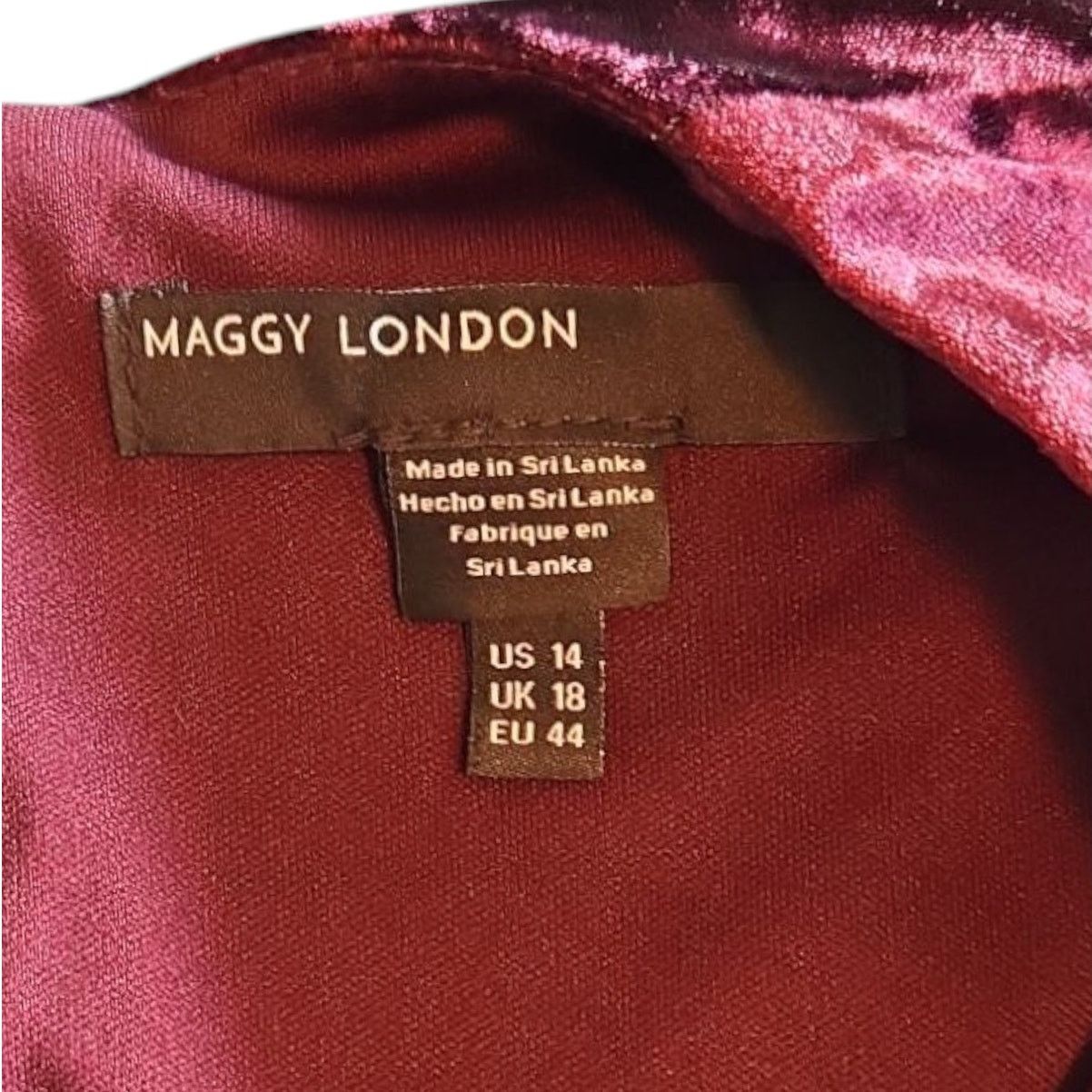 MAGGY LONDON Maggy London | Burgundy Crushed Velvet Dress | Size 14 Size XL / US 12-14 / IT 48-50 - 5 Thumbnail