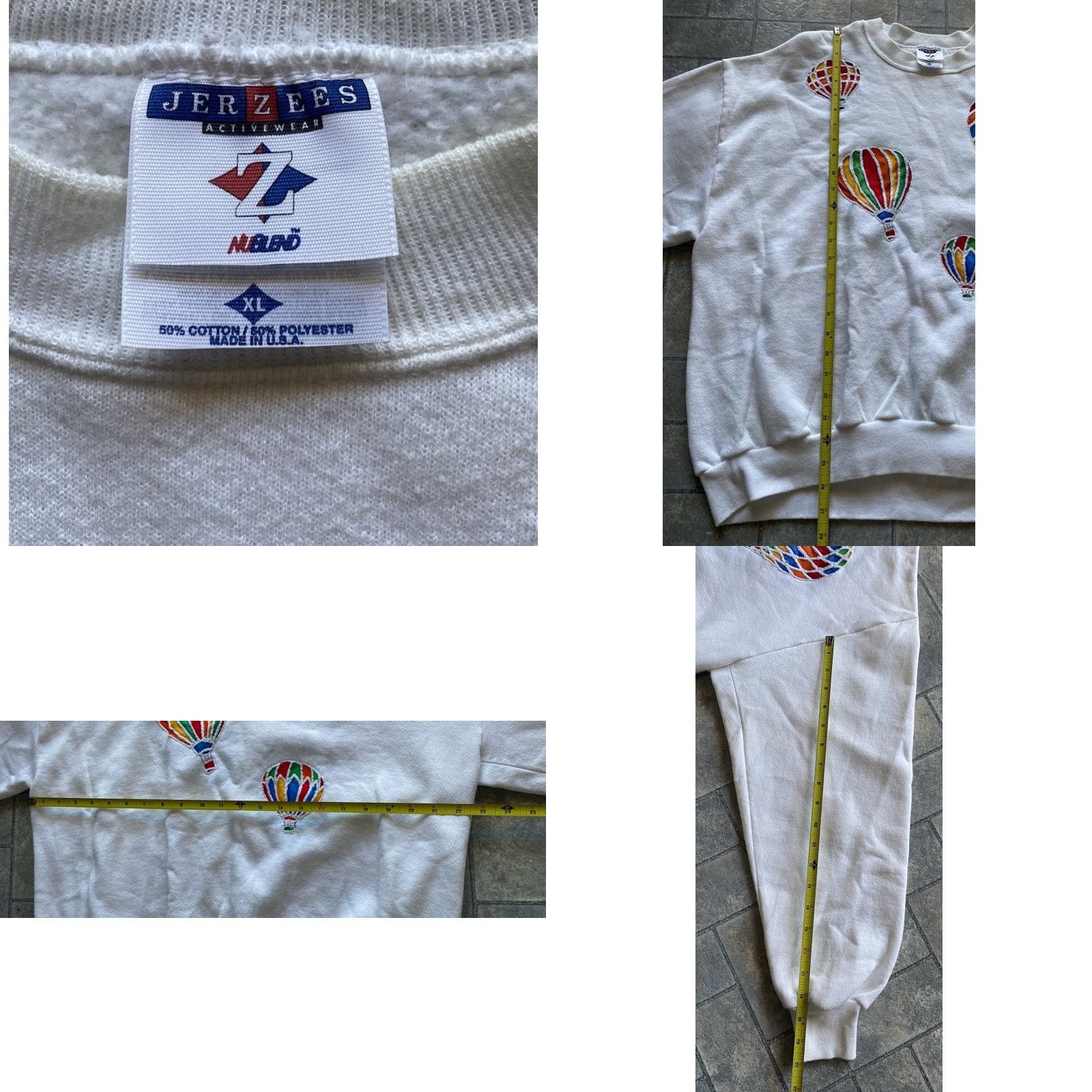Jerzees VINTAGE Jerzees Sweatshirt White XL Men Pullover Made In USA Hot Air Balloons Size US XL / EU 56 / 4 - 8 Thumbnail
