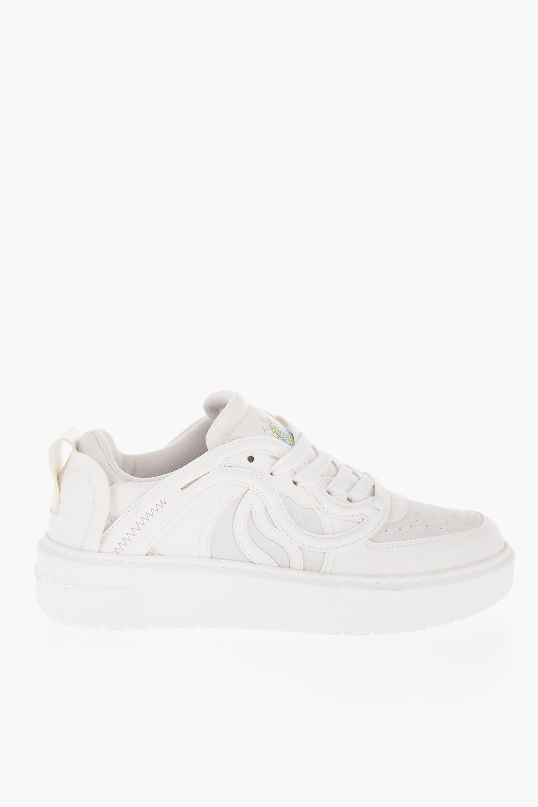 Stella McCartney og1mm0824 Leather Wave Low-Top Sneakers in White Size US 7 / IT 37 - 1 Thumbnail