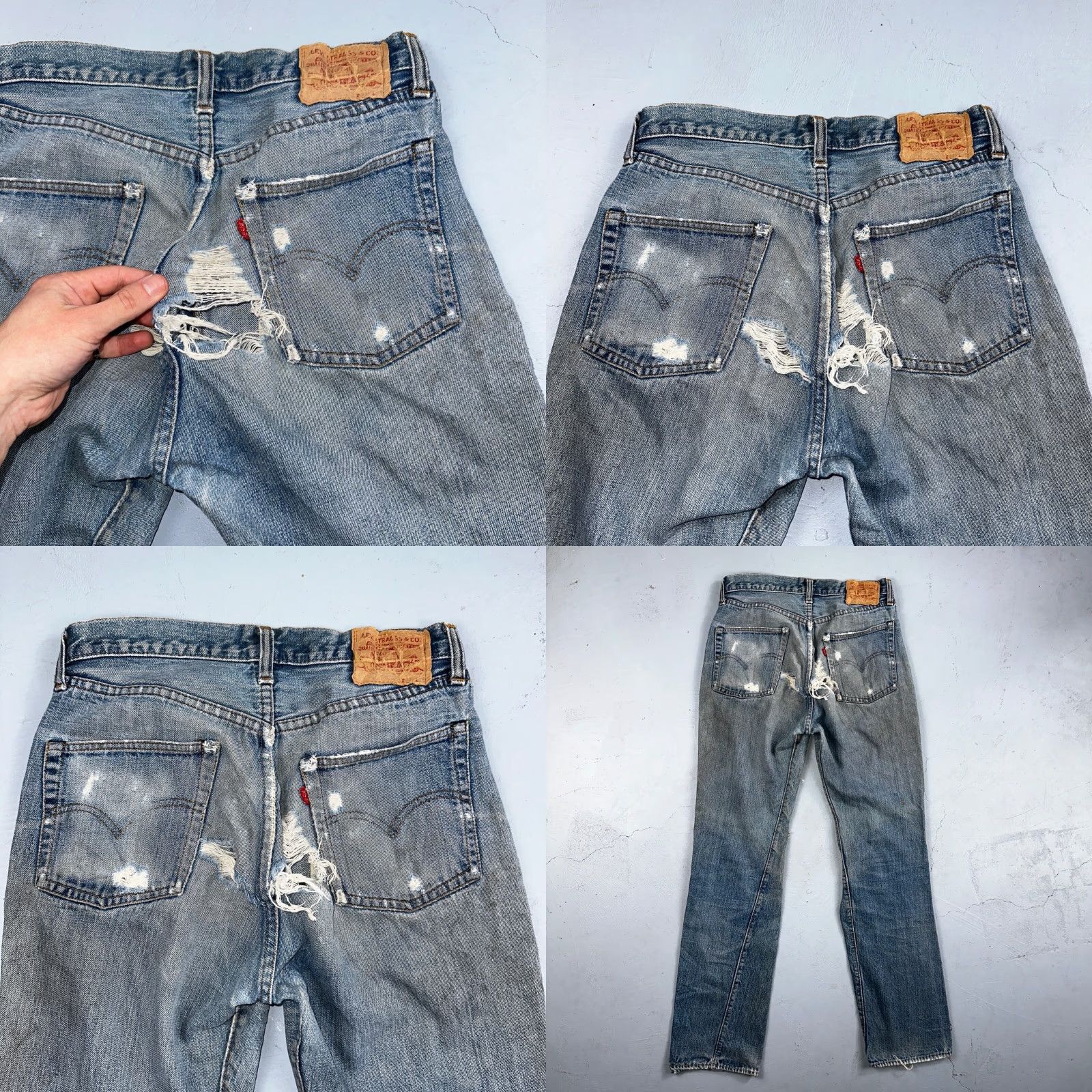 Levi's VINTAGE Levi's 501 Jeans Levi's 501XX 70s 80s USA Straight 31x34 Light Denim Distressed Jeans Men Size US 31 - 11 Thumbnail