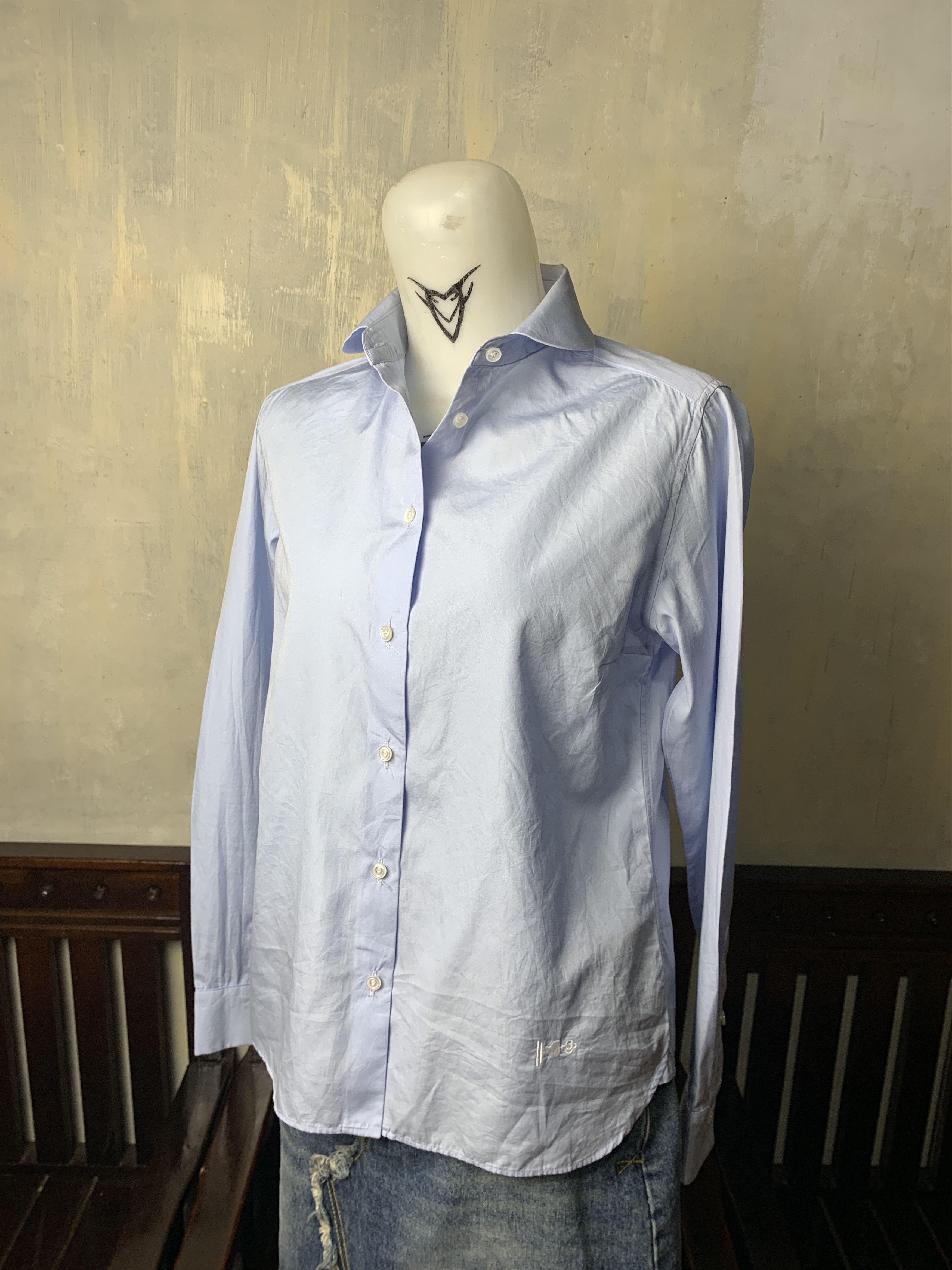 Japanese Brand Lulu Japan Baby Blue Luxury Shirt (M) Size M / US 6-8 / IT 42-44 - 2 Thumbnail