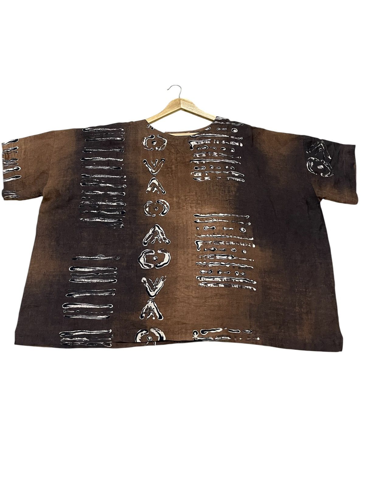 Vintage Vintage Eskandar Aboriginal Print Boat Neck 100%Line Tunic Size US XXL / EU 58 / 5 - 9 Thumbnail