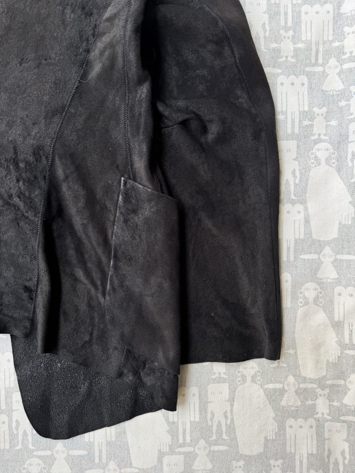 Ann Demeulemeester Ann Demeulemeester AW02 Textured Leather Opened Tie Jacket Size US XS / EU 42 / 0 - 12 Thumbnail