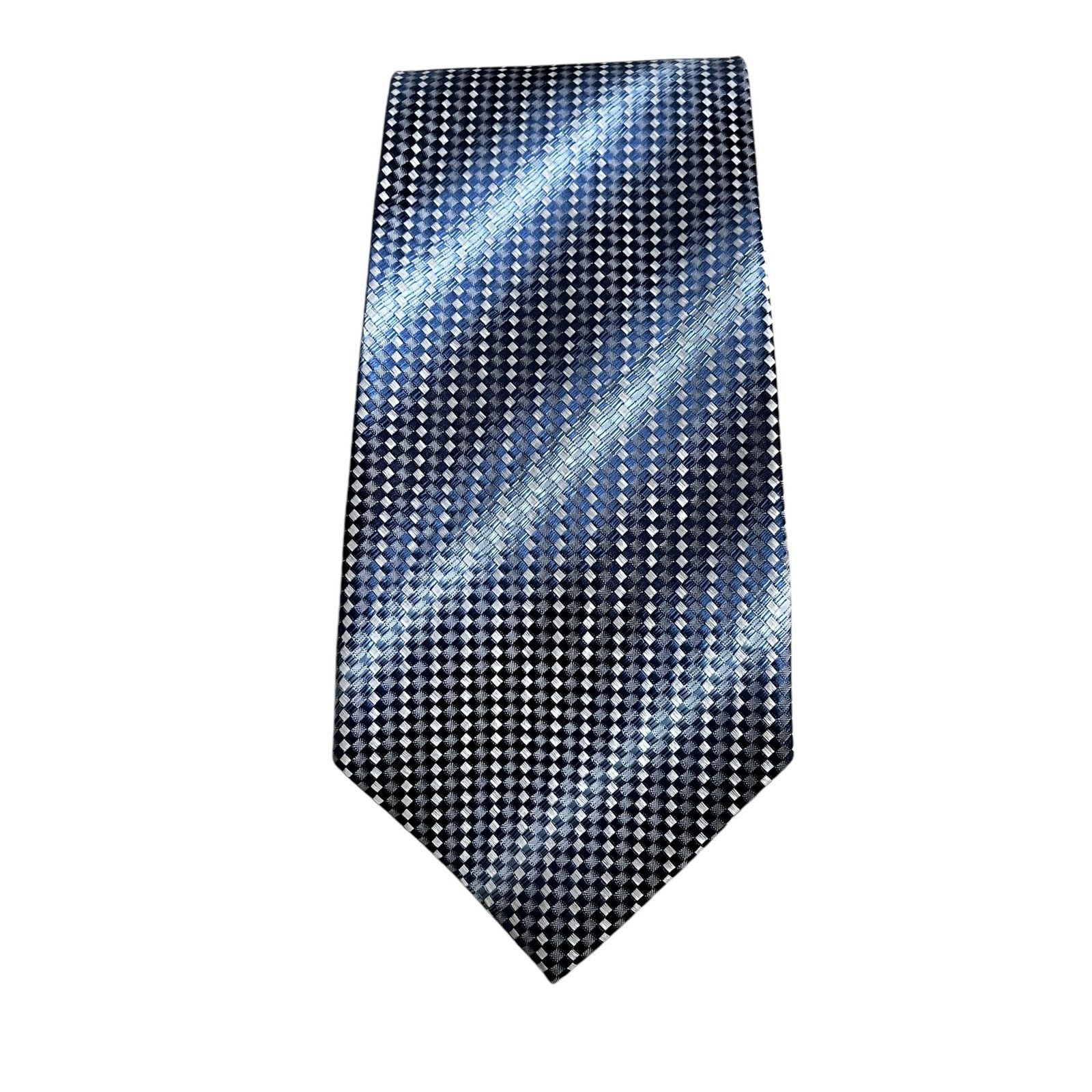 Other Botinelli Designer Men Silk Tie Blue Basketweave Pattern Size ONE SIZE - 1 Thumbnail